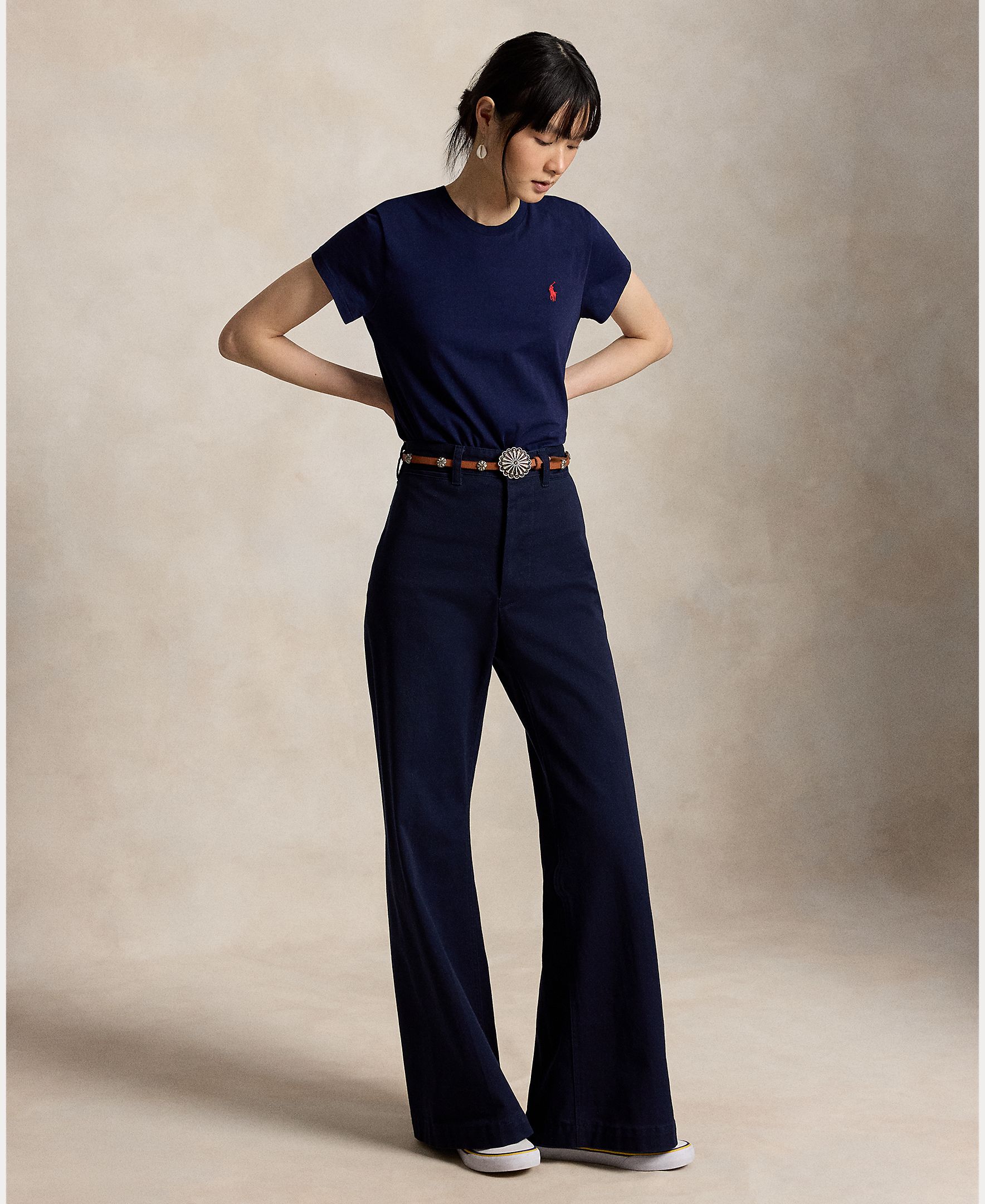 Camiseta de mujer de punto de algodón de manga corta - Polo Ralph Lauren - Azul marino Azul marino-6