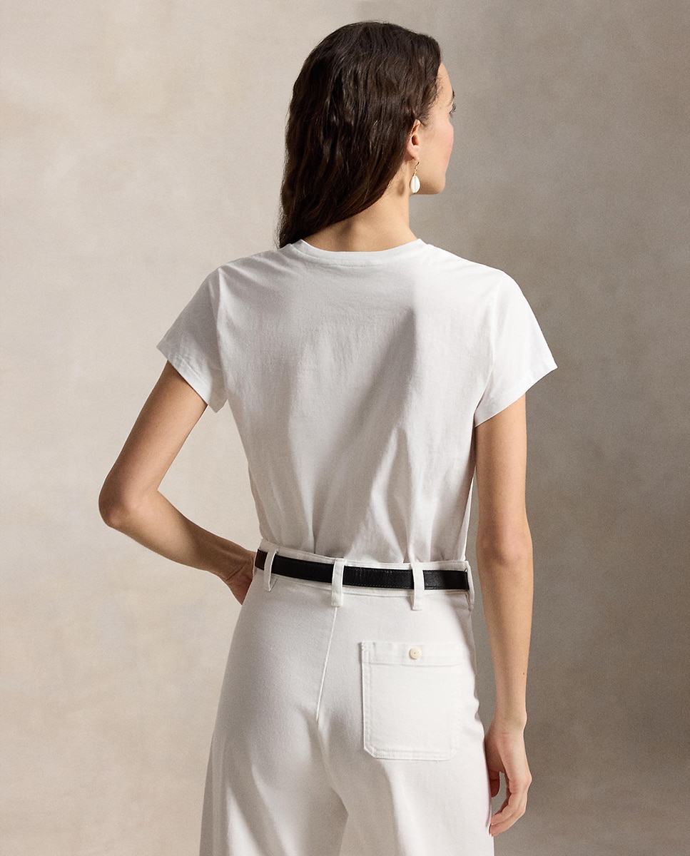 Camiseta de mujer de punto de algodón de manga corta - Polo Ralph Lauren - Blanco Blanco-3