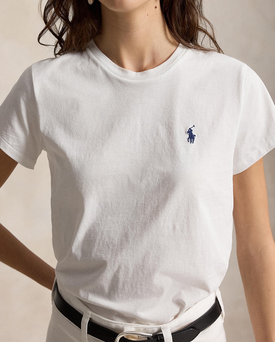 Camiseta de mujer de punto de algodón de manga corta - Polo Ralph Lauren - Blanco Blanco-4