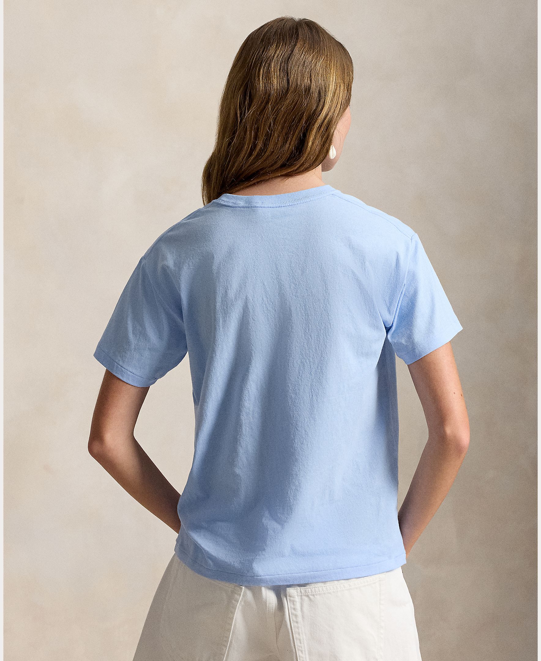 T-shirt de Malha Jersey de Algodão Porcelana-3