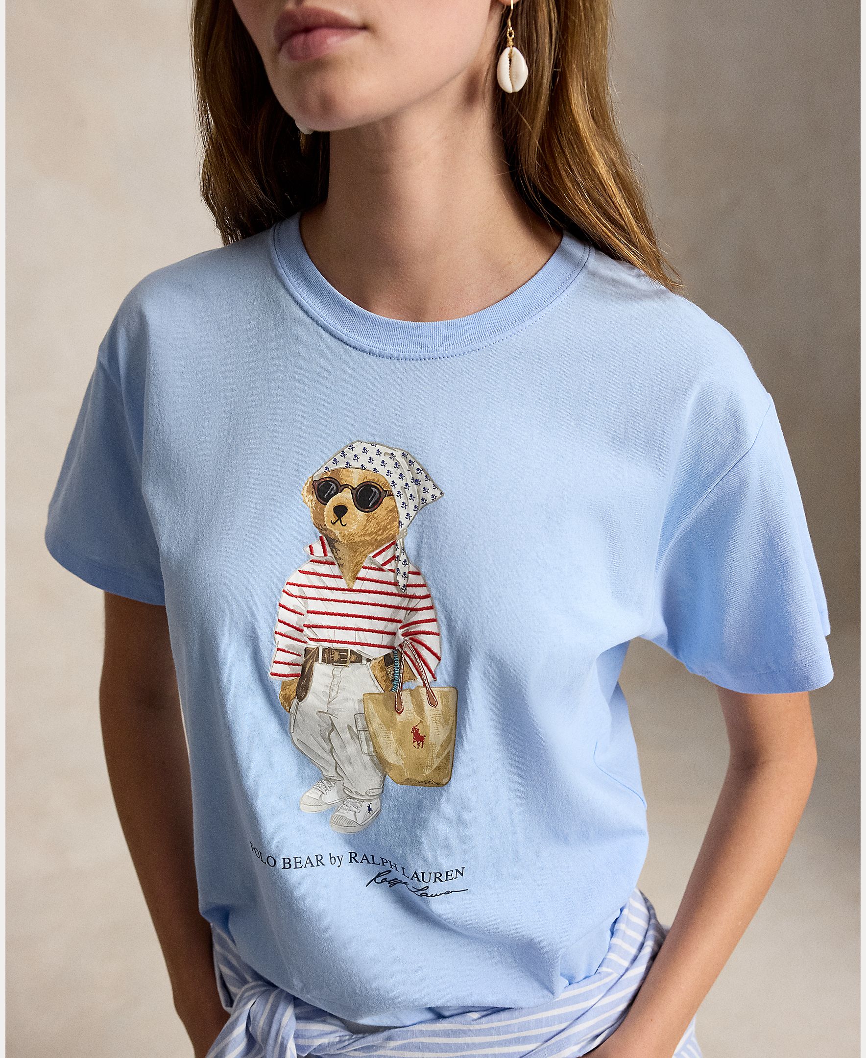 T-shirt de Malha Jersey de Algodão Porcelana-4