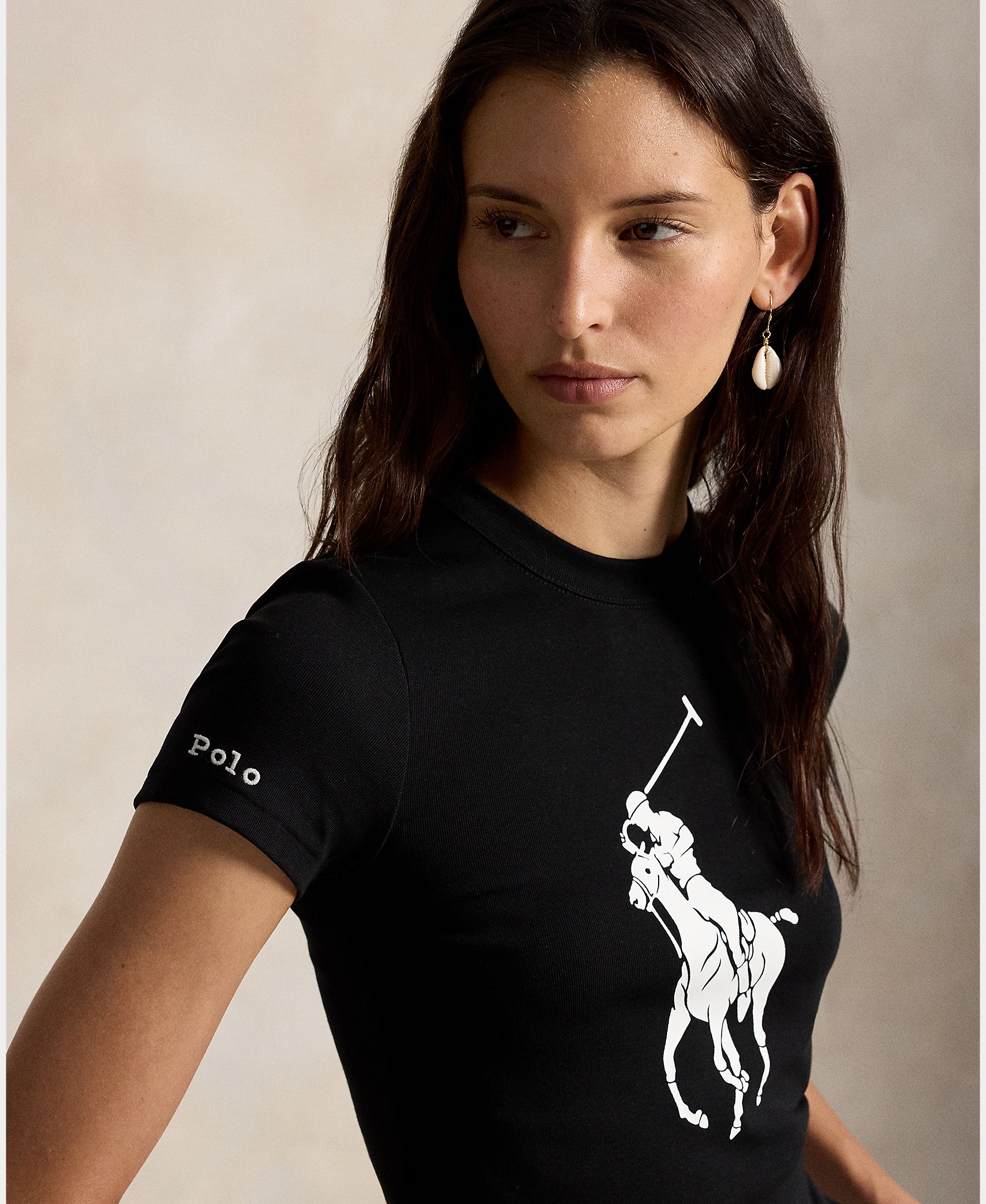 T-shirt de Algodão com Big Pony Preto-4