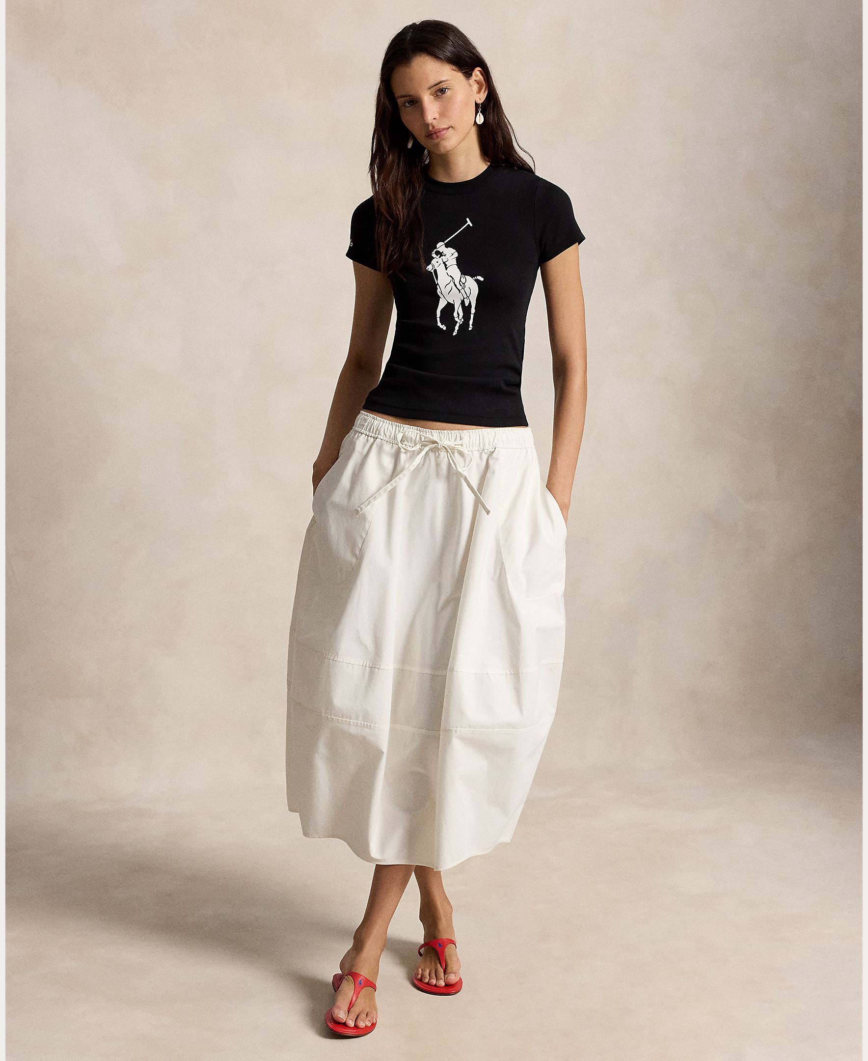 T-shirt de Algodão com Big Pony Preto-6