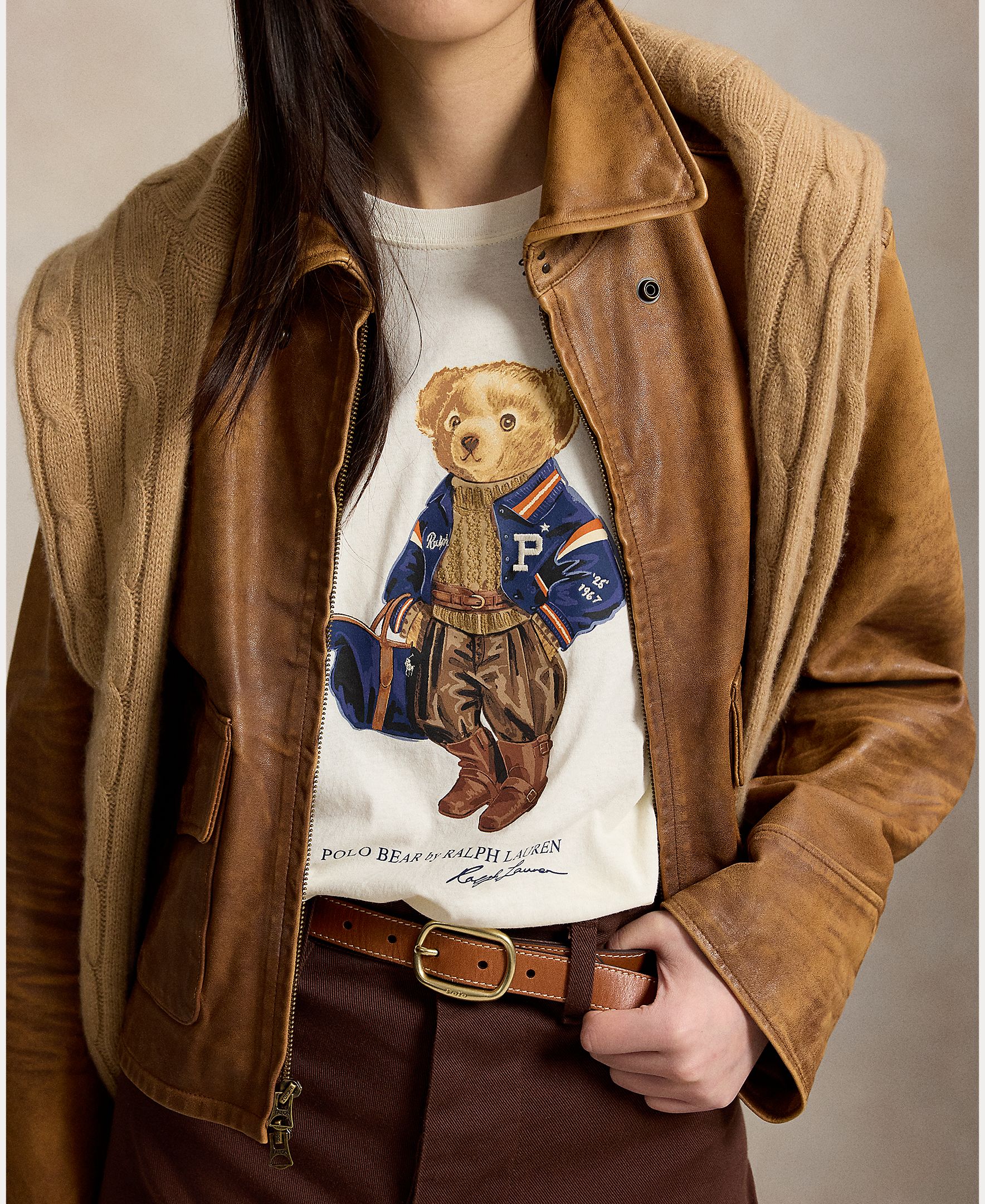 T-shirt de algodão com Polo Bear Branco-4