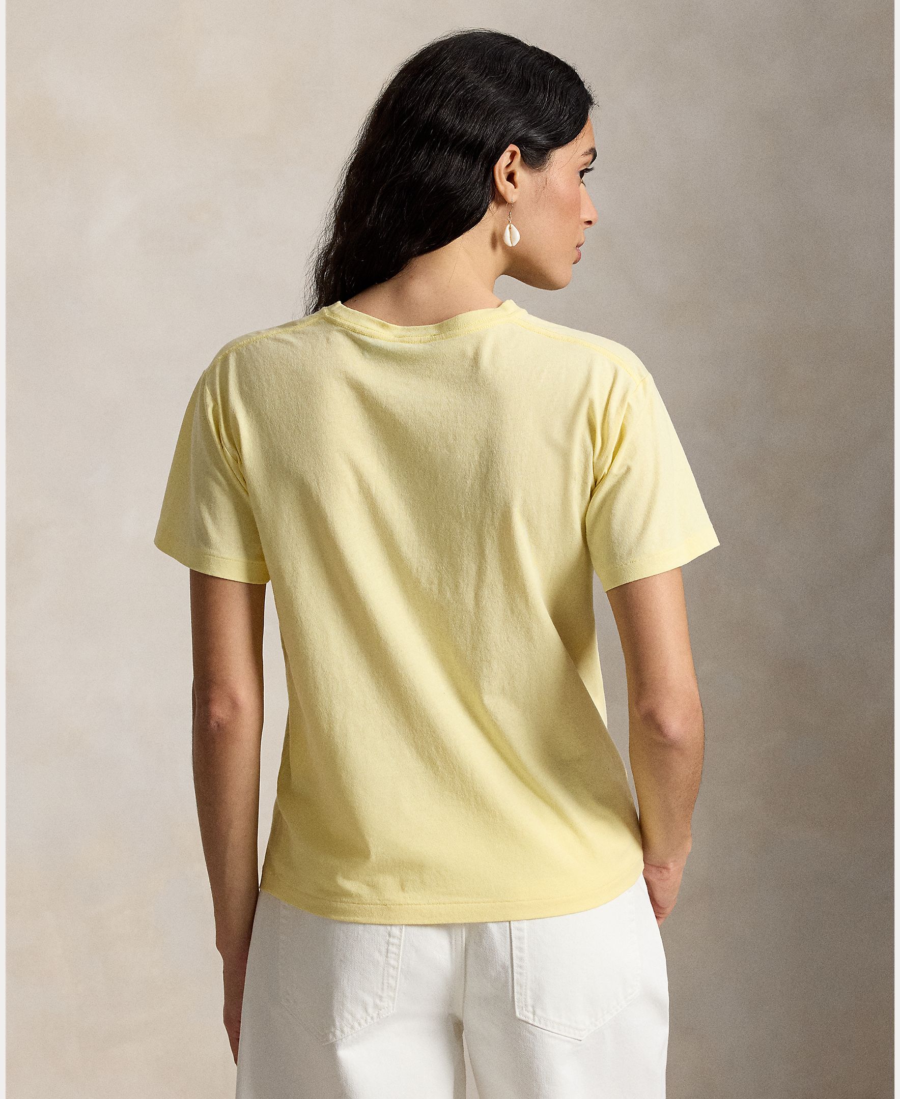 T-shirt de algodão com Polo Bear Amarelo-3