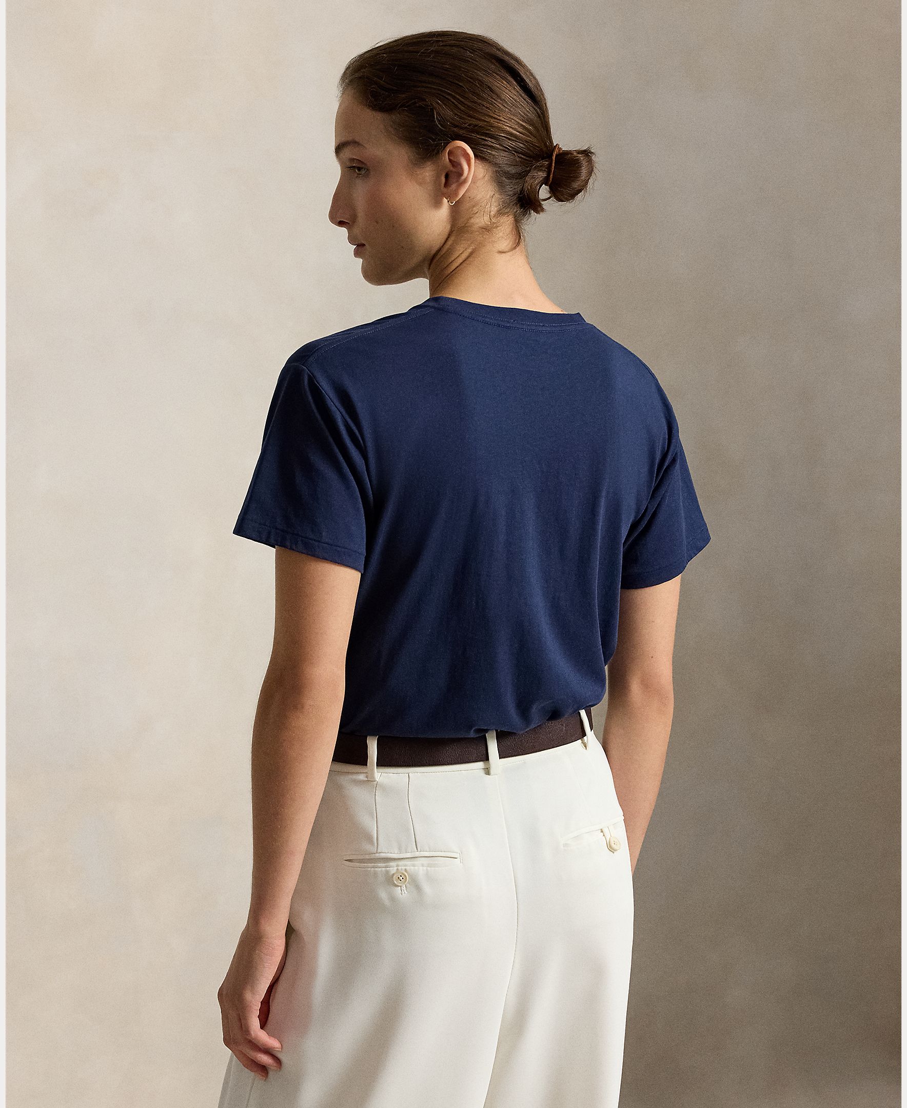 T-shirt de algodão com Polo Bear Azul-marinho-3