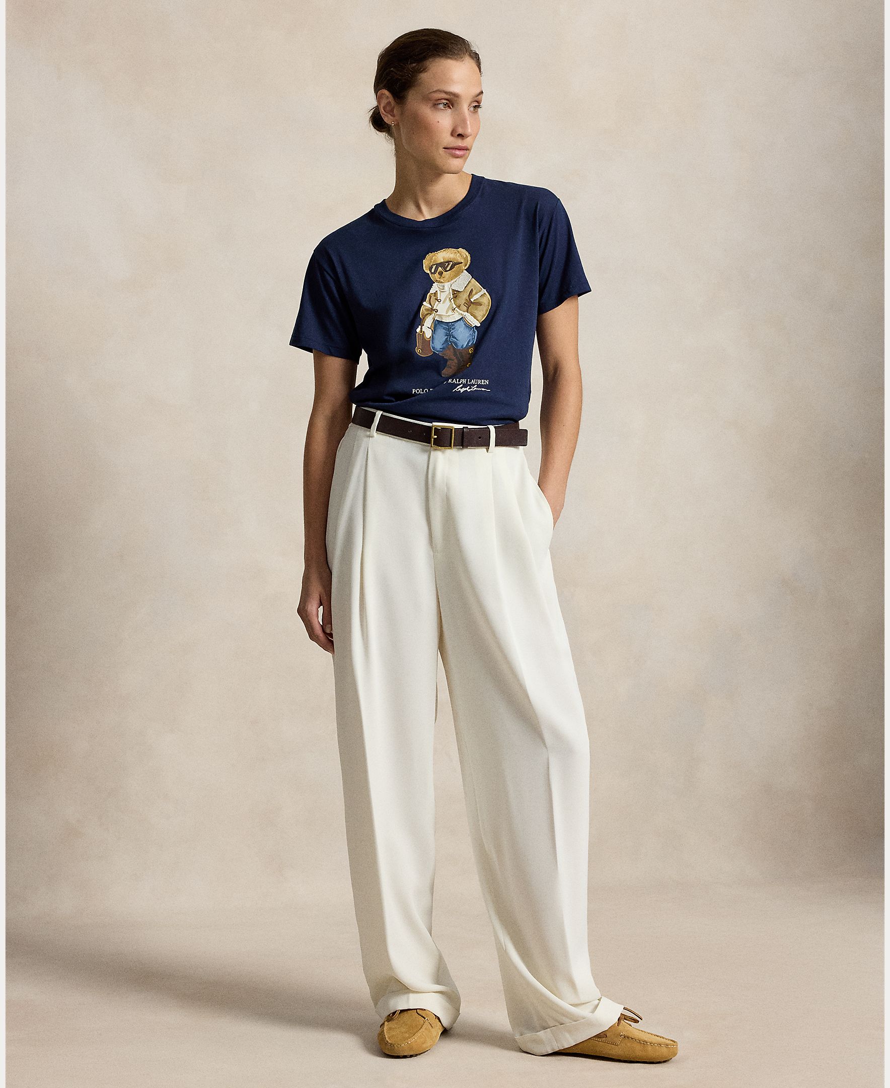 T-shirt de algodão com Polo Bear Azul-marinho-6