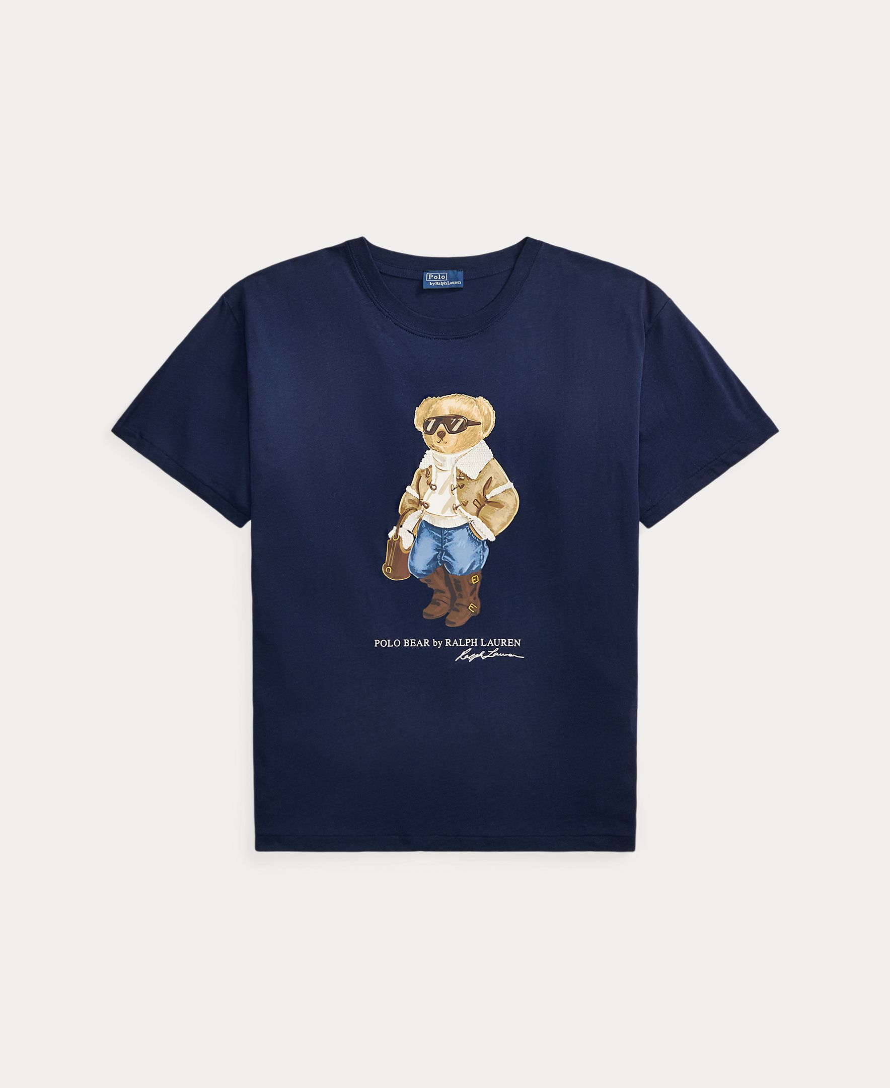 T-shirt de algodão com Polo Bear Azul-marinho-5