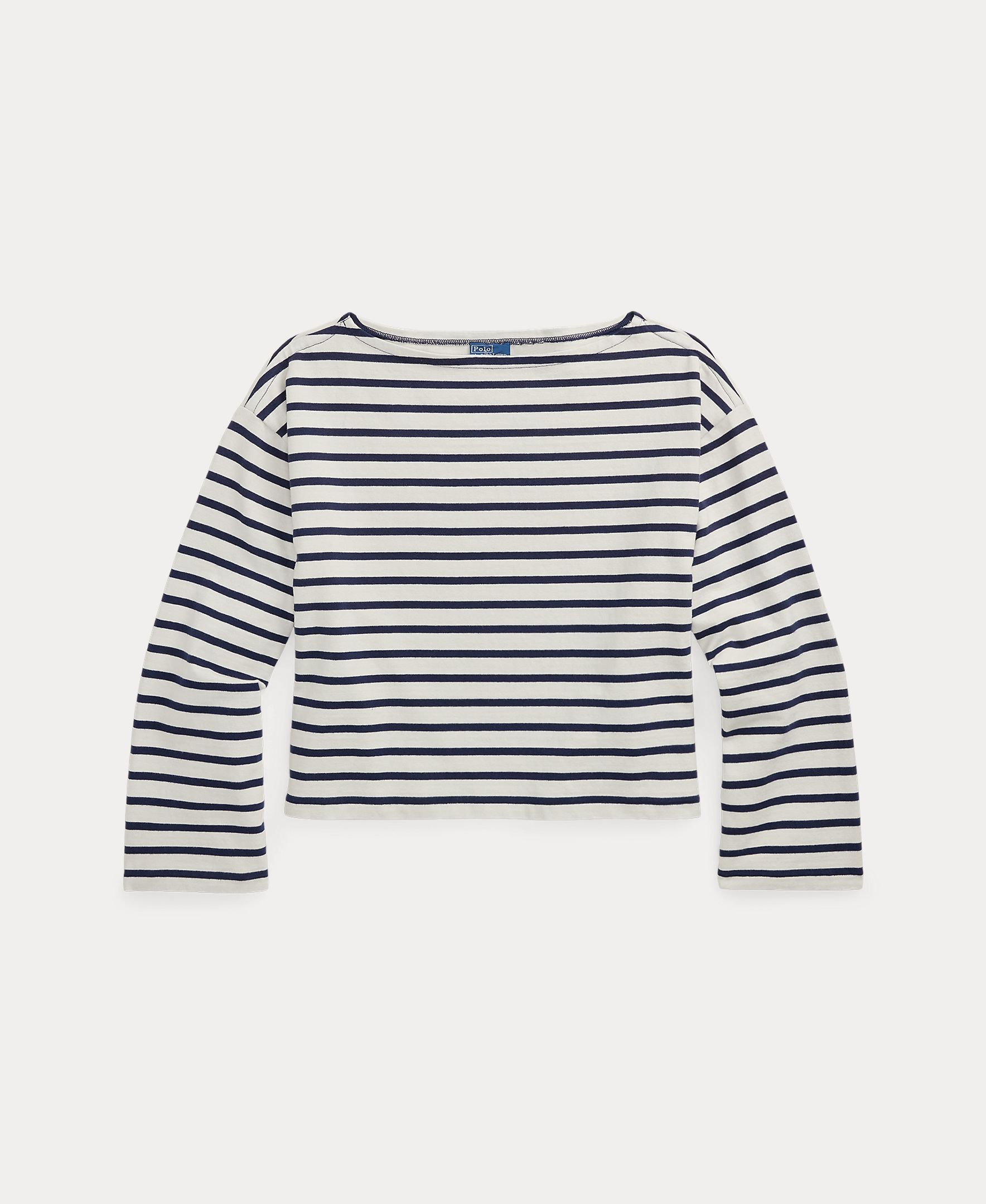 T-shirt Larga com Decote à Barco Azul-5