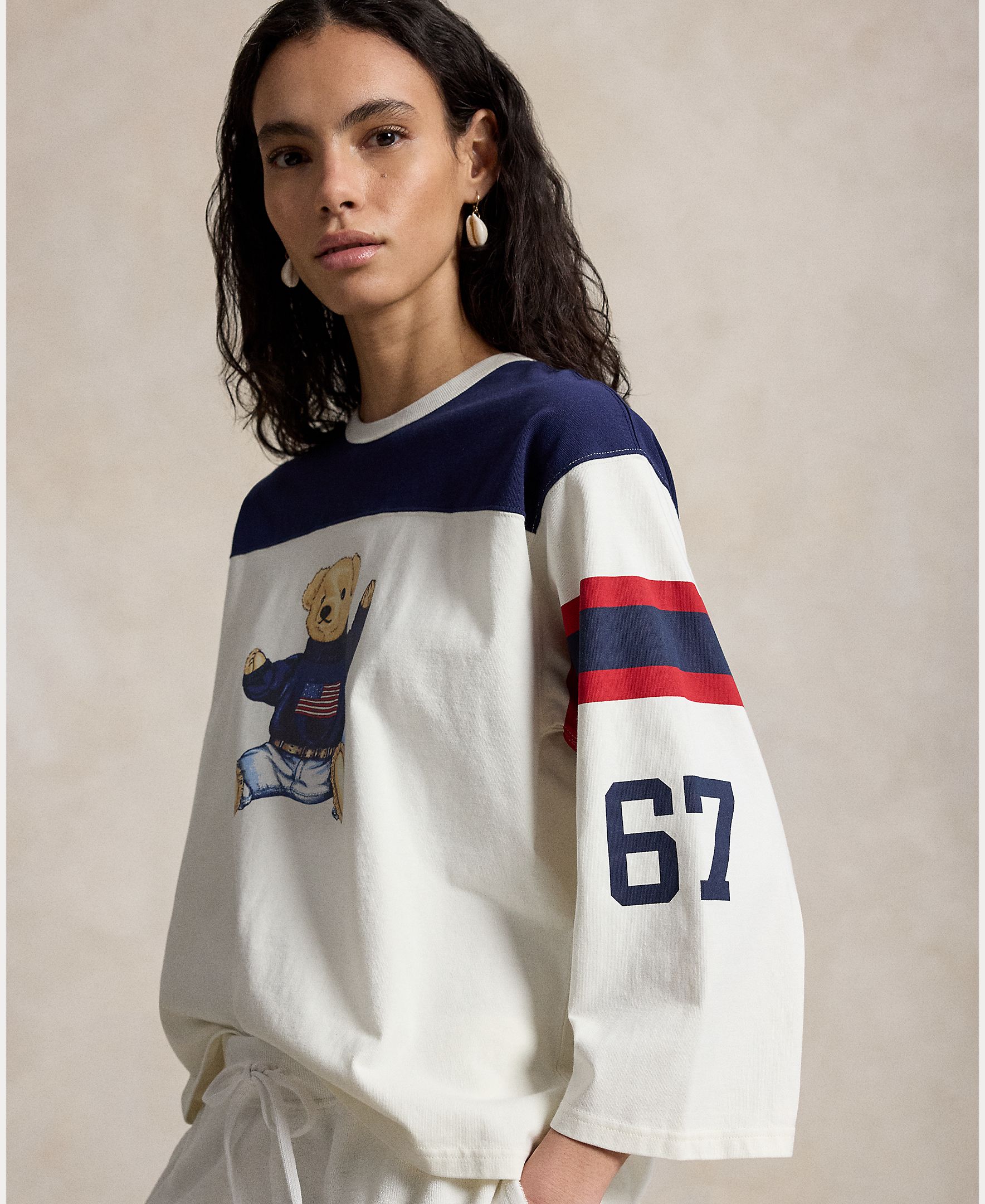 Camisola de Manga Comprida com Polo Bear Azul/Branco-3