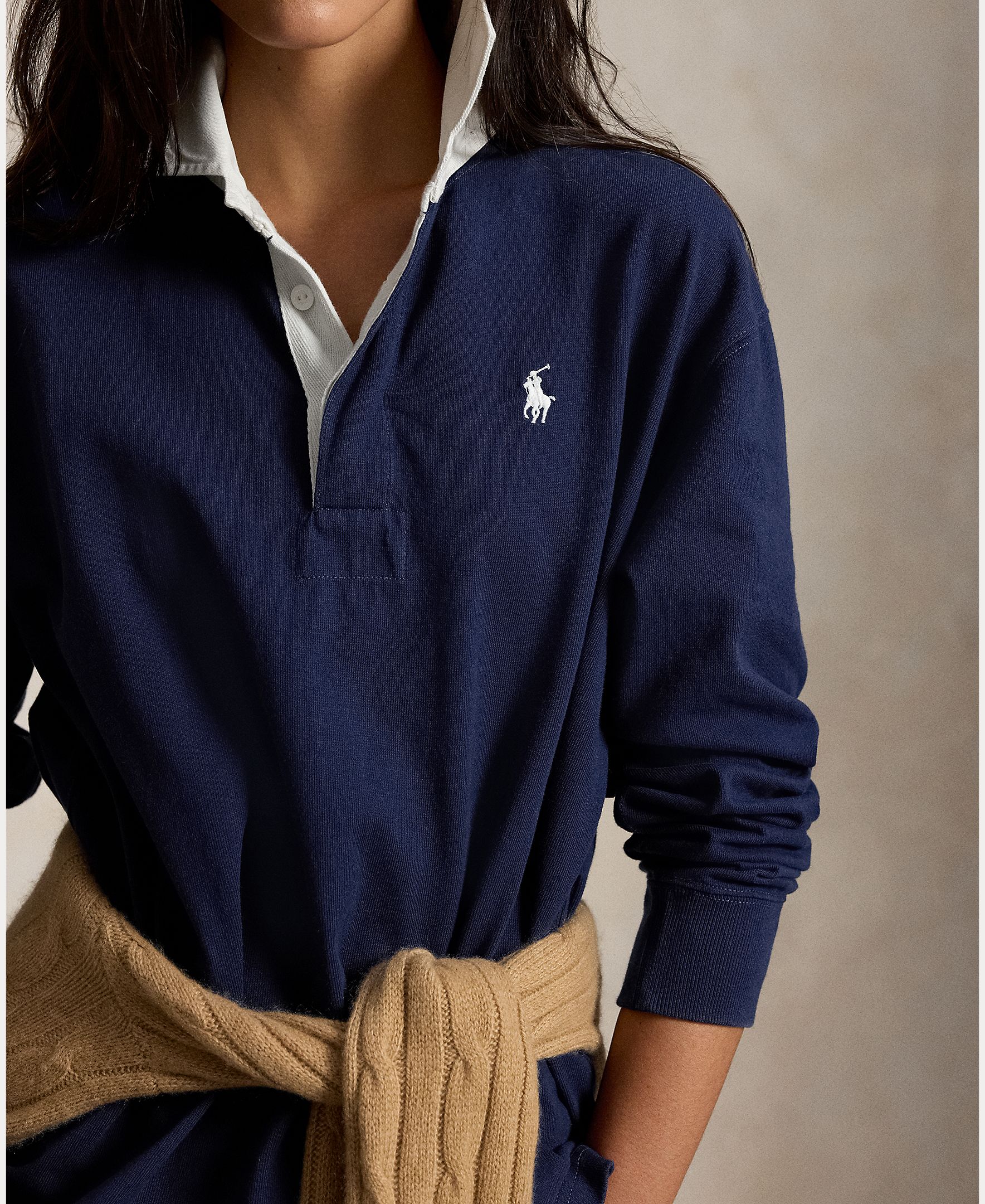 Polo de Algodão com Manga Comprida Azul-cobalto-4