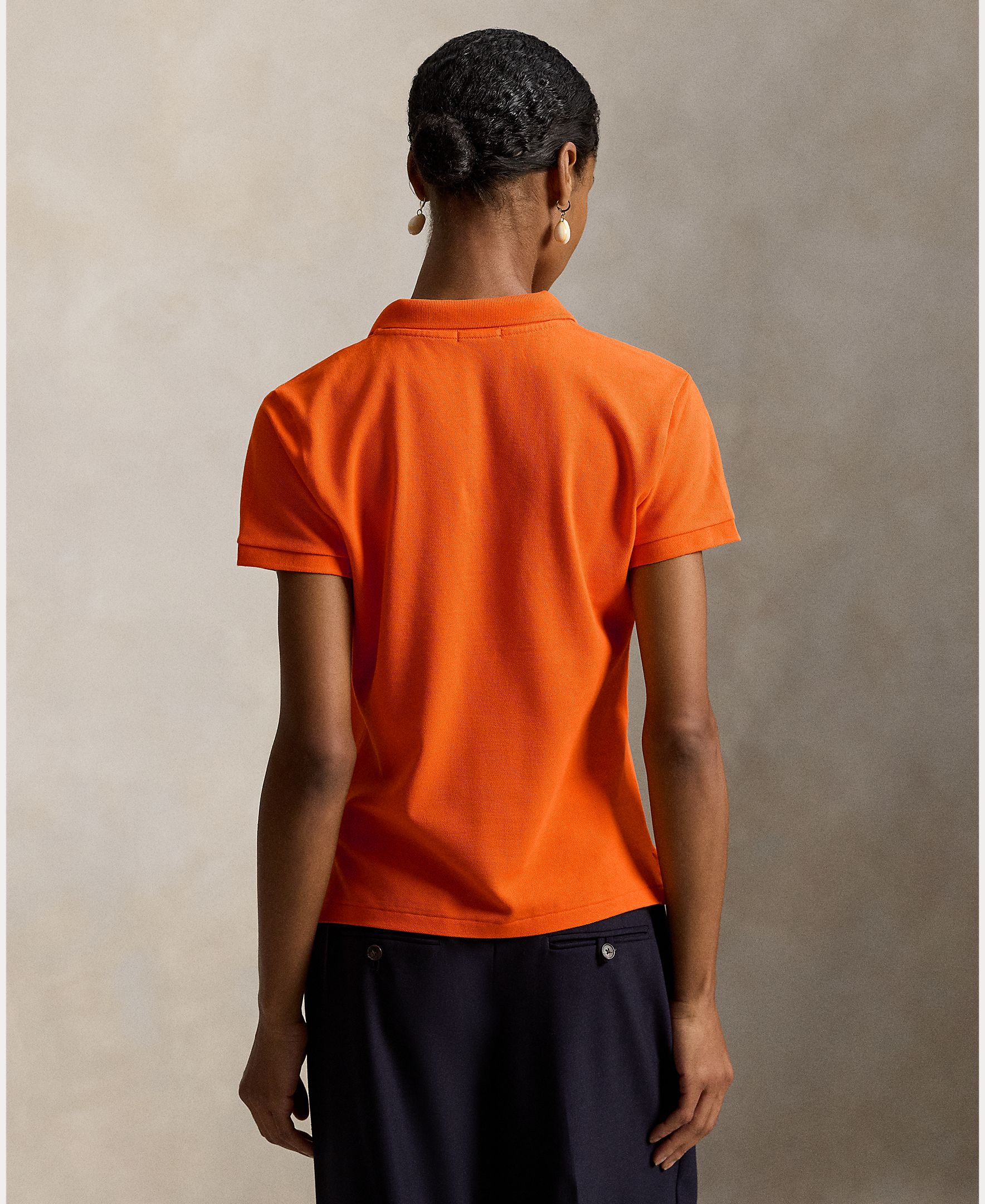 Pólo de manga curta com botões Laranja-4