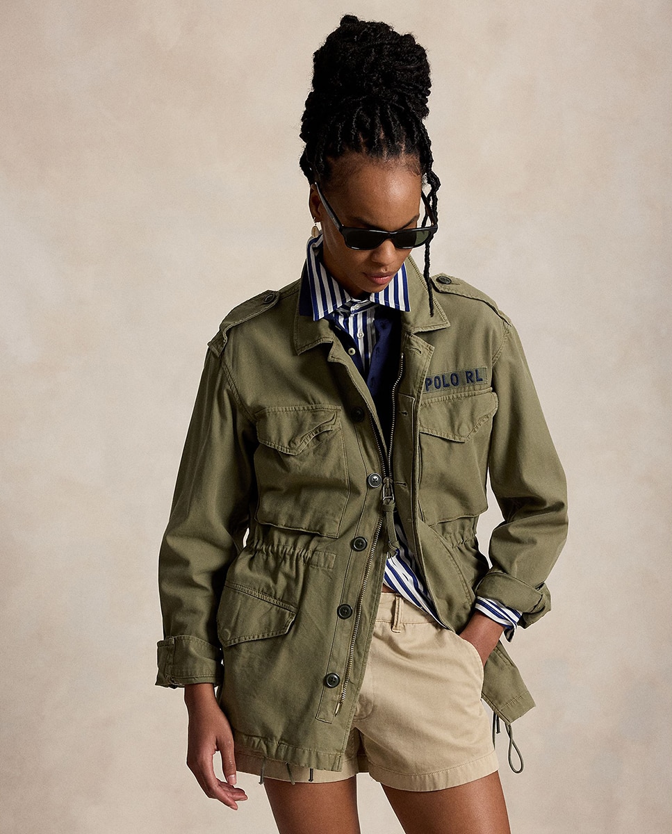 Parka de Algodão de Estilo Militar Verde-militar-3