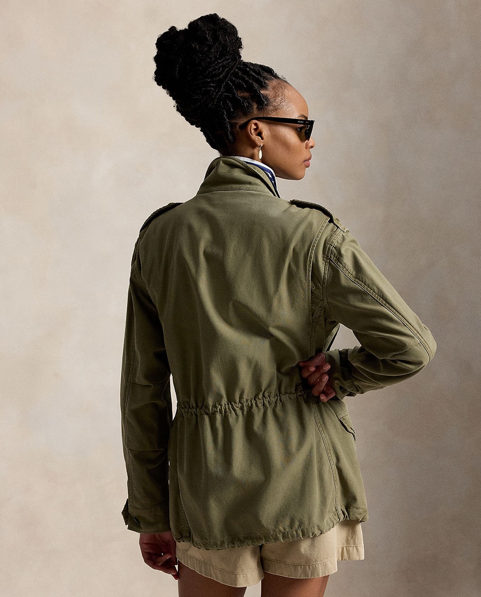 Parka de Algodão de Estilo Militar Verde-militar-4