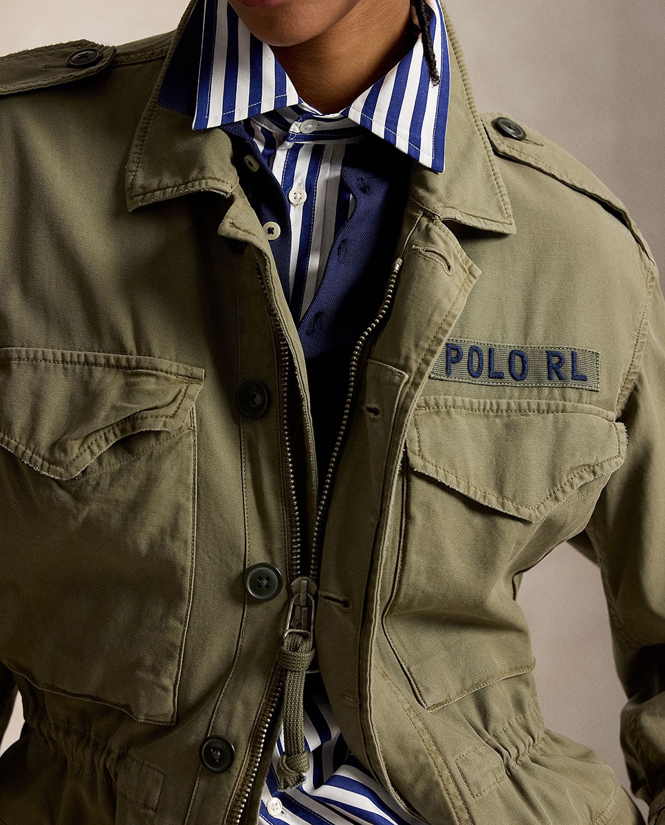 Parka de Algodão de Estilo Militar Verde-militar-5