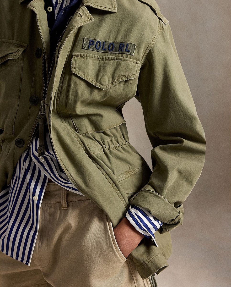 Parka de Algodão de Estilo Militar Verde-militar-7