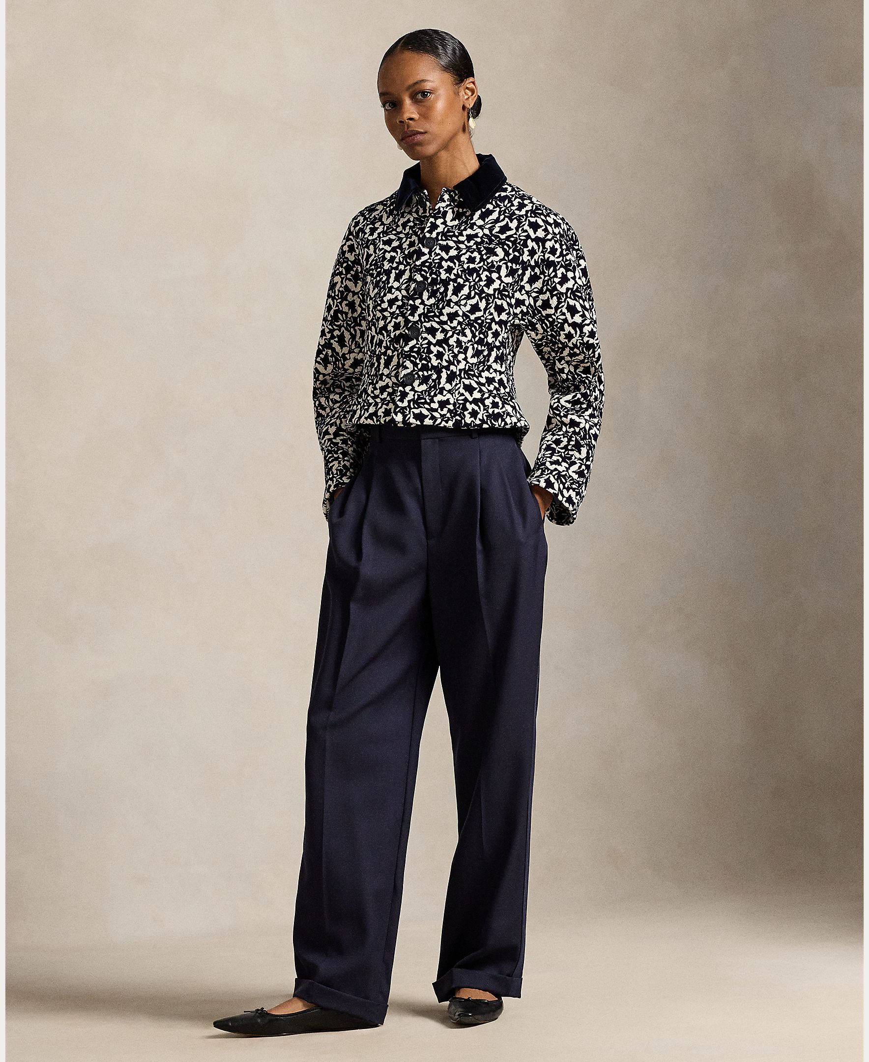 Casaco com Peplum Estampado Azul-7