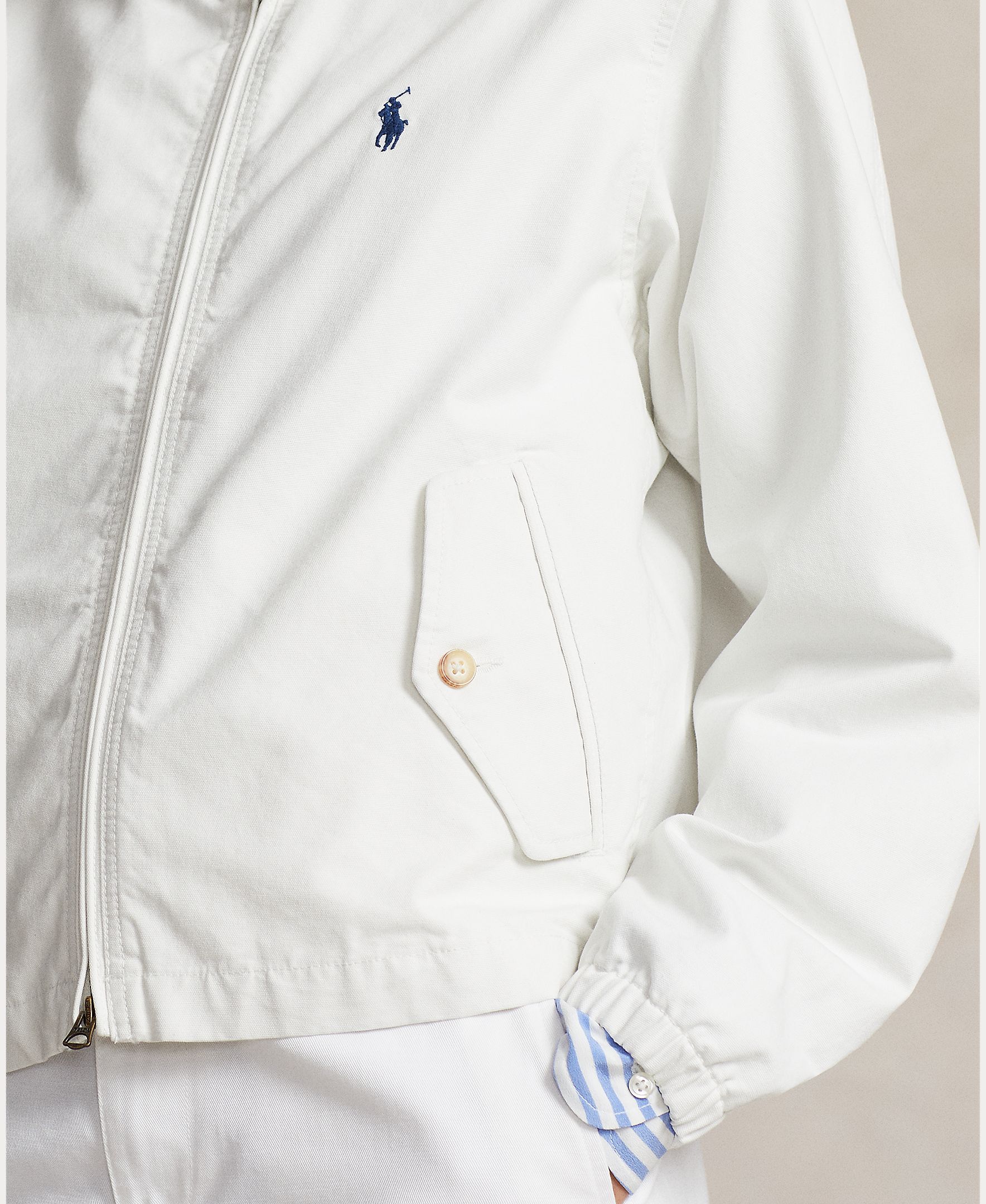Corta-Vento com Fecho de Correr e em Algodão Branco-6