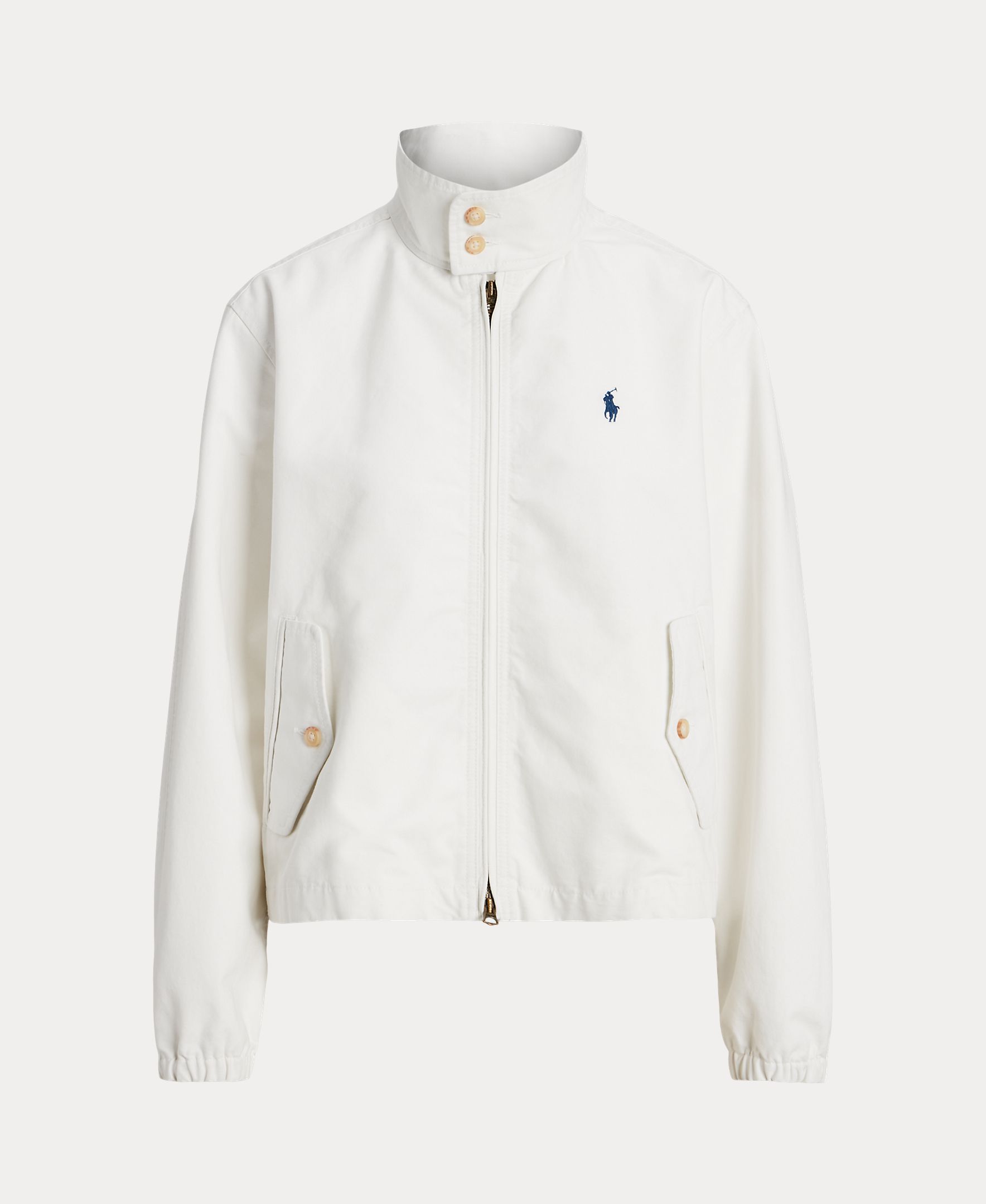 Corta-Vento com Fecho de Correr e em Algodão Branco-7