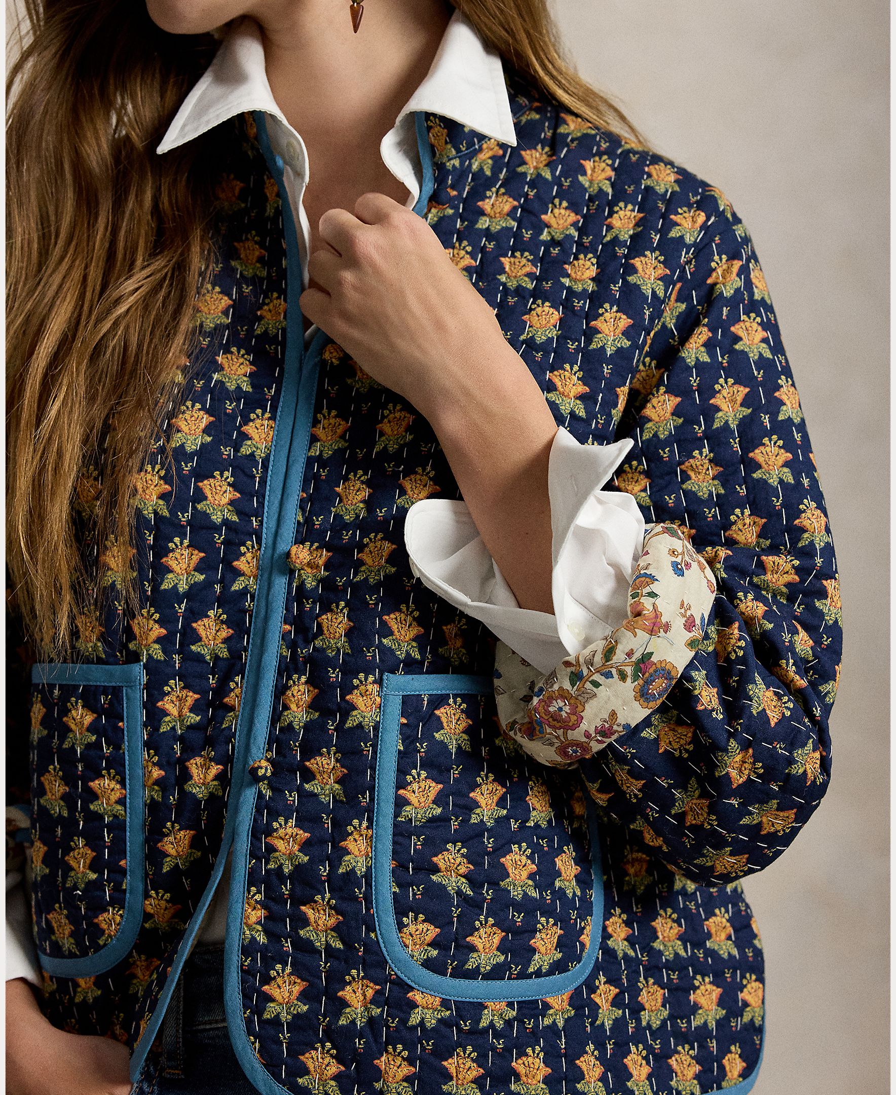 Casaco Acolchoado com Estampado Azul-marinho-5