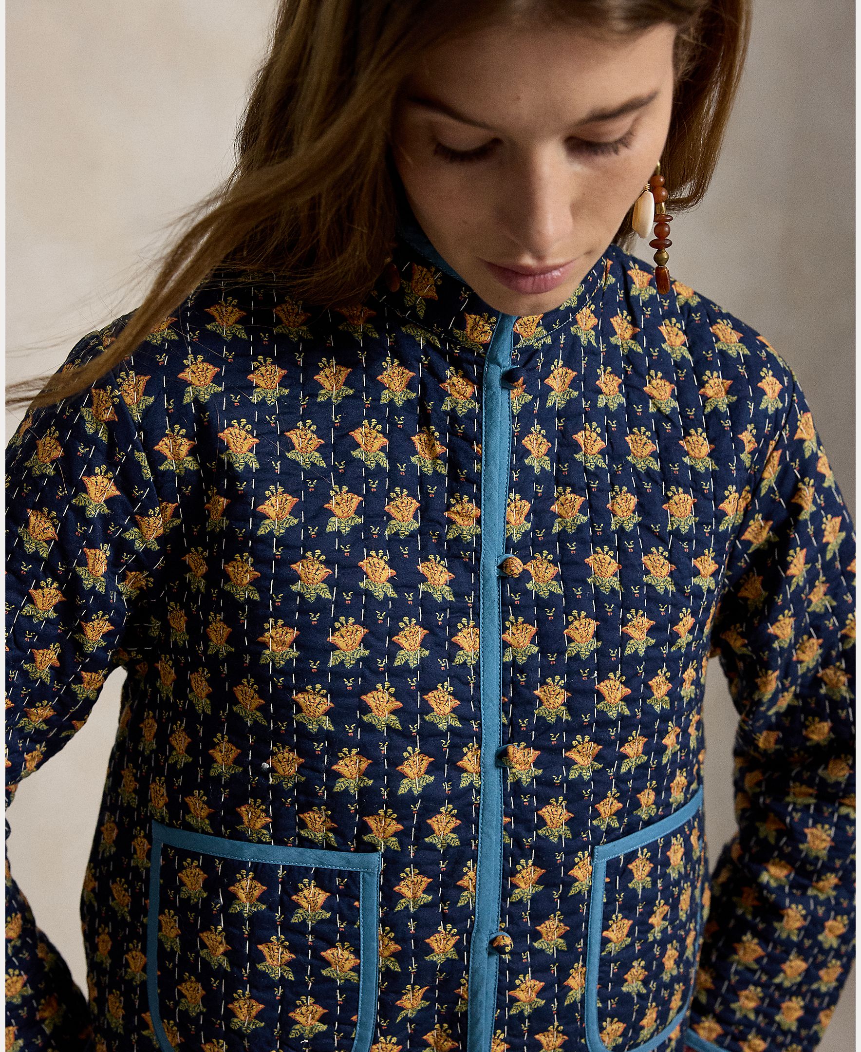 Casaco Acolchoado com Estampado Azul-marinho-6