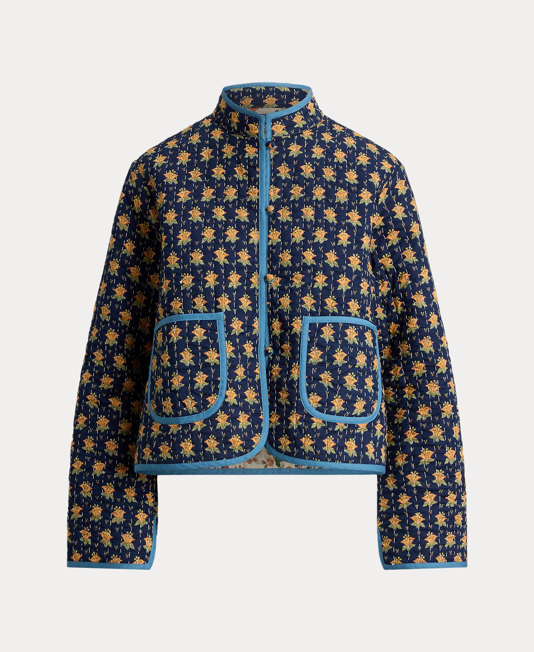 Casaco Acolchoado com Estampado Azul-marinho-8