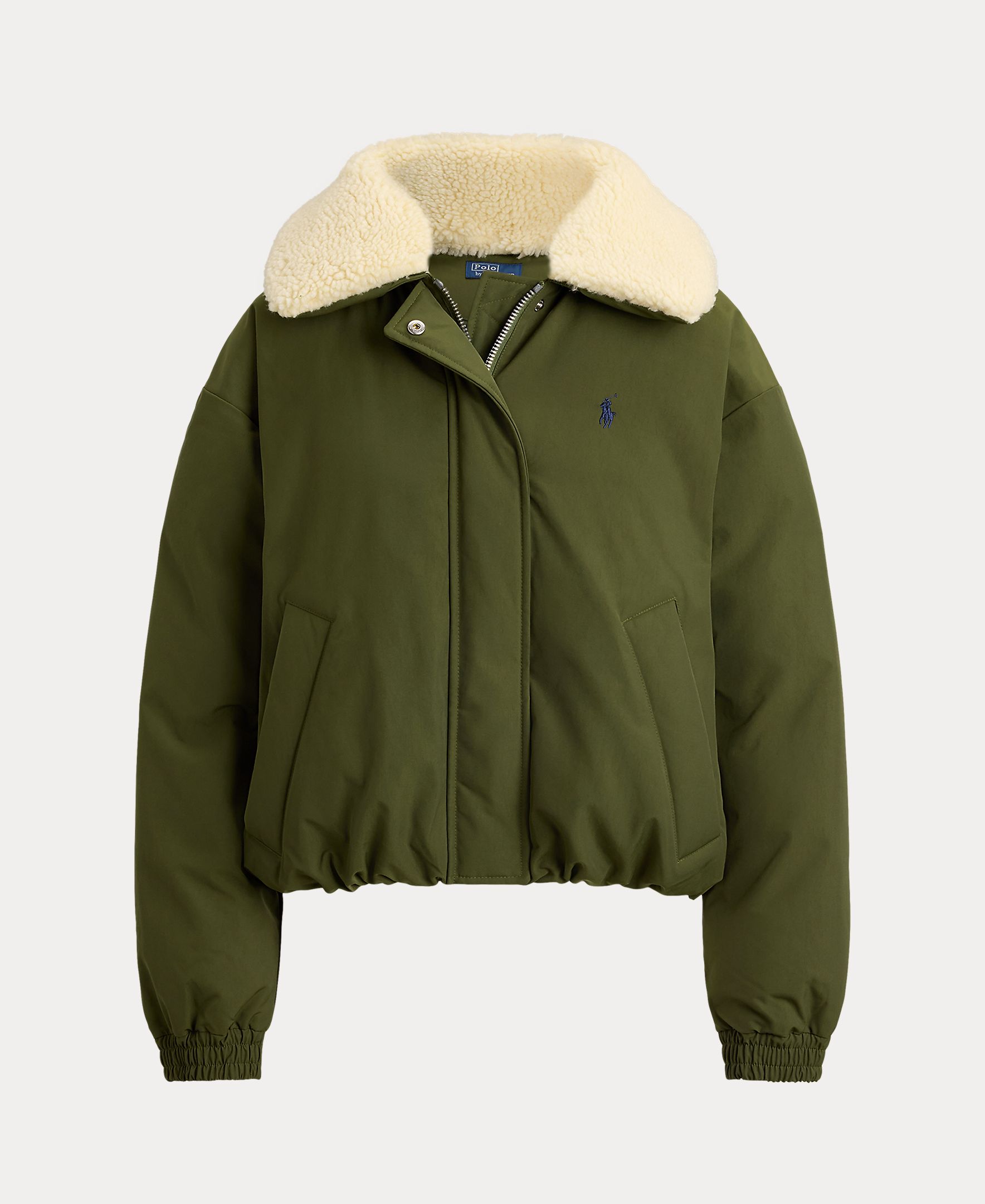 Blusão Bomber com Gola de Pelo de Borrego Verde-militar-7