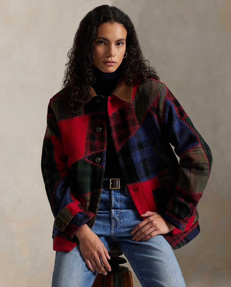 Casaco de Lã com Estampado Multicolor-6