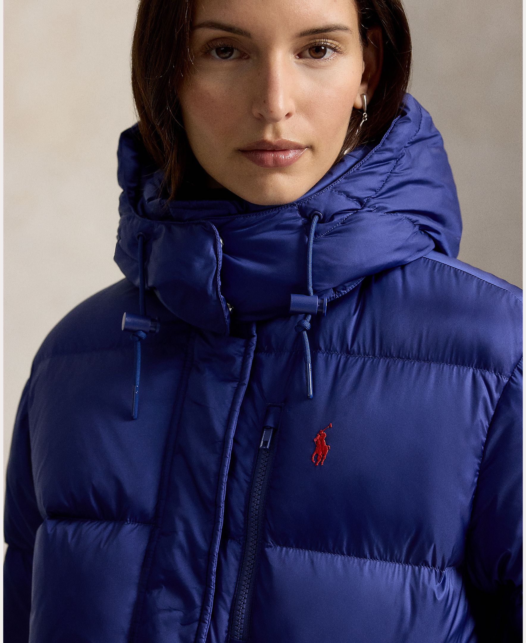 Plumífero de mujer con capucha y logotipo - Polo Ralph Lauren - Azul Cobalto Azul Cobalto-7
