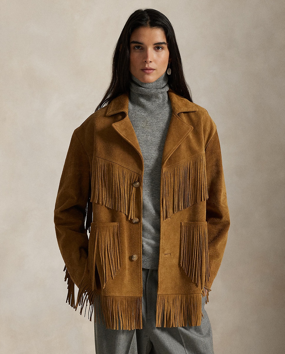 Imagen 1 de Chaqueta de mujer de ante con flecos - Polo Ralph Lauren - Beige Beige