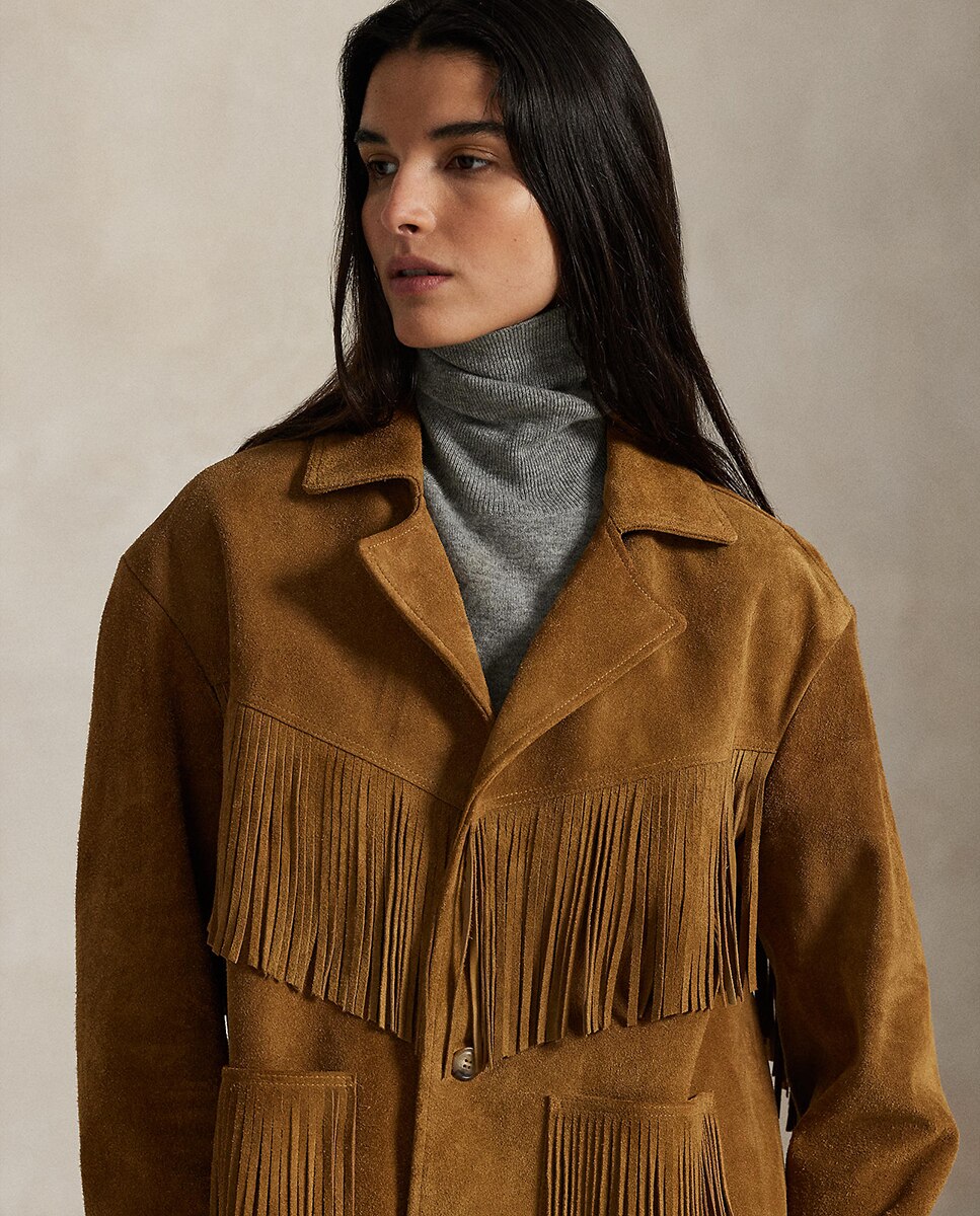 Imagen 4 de Chaqueta de mujer de ante con flecos - Polo Ralph Lauren - Beige Beige