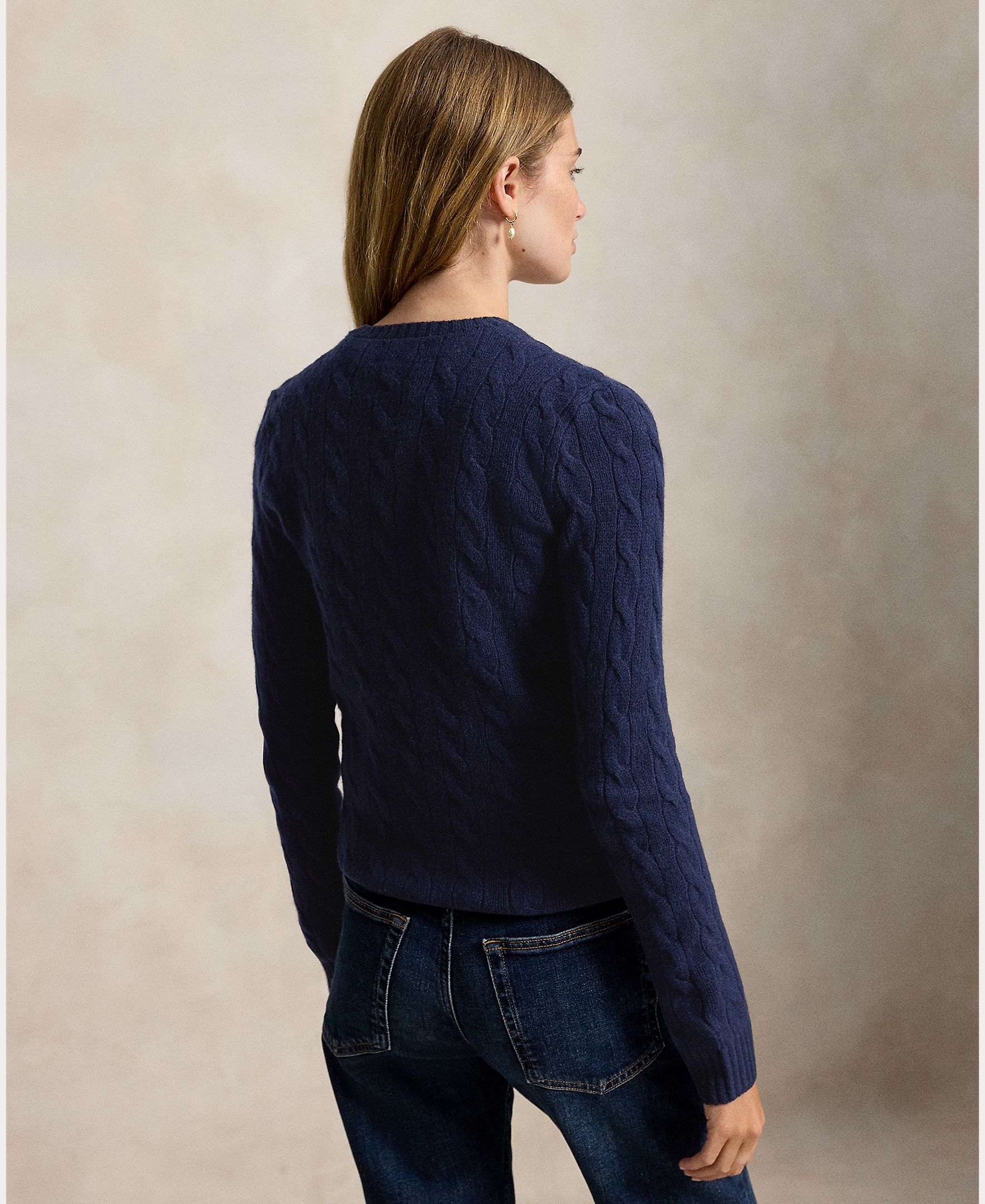 Jersey de mujer de lana y cachemira en punto de ochos - Polo Ralph Lauren - Azul marino Azul marino-4