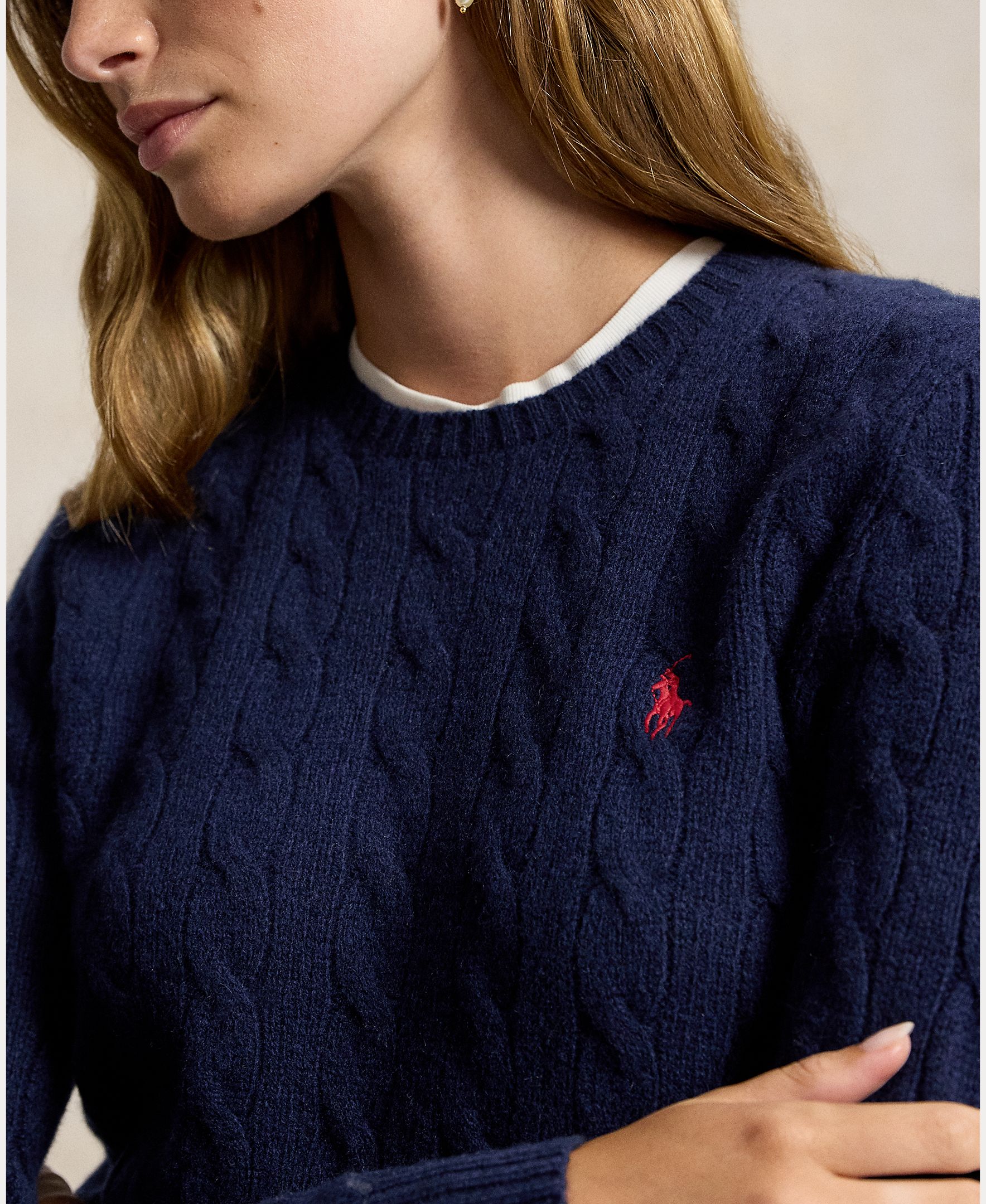 Jersey de mujer de lana y cachemira en punto de ochos - Polo Ralph Lauren - Azul marino Azul marino-5