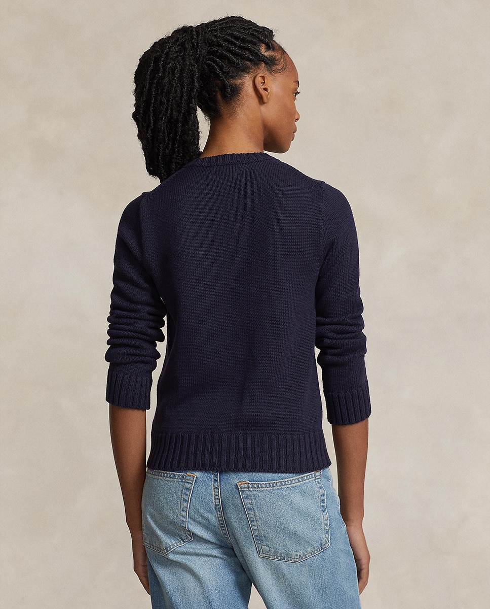 Camisola de Malha de Algodão com Bandeira Azul-marinho-3