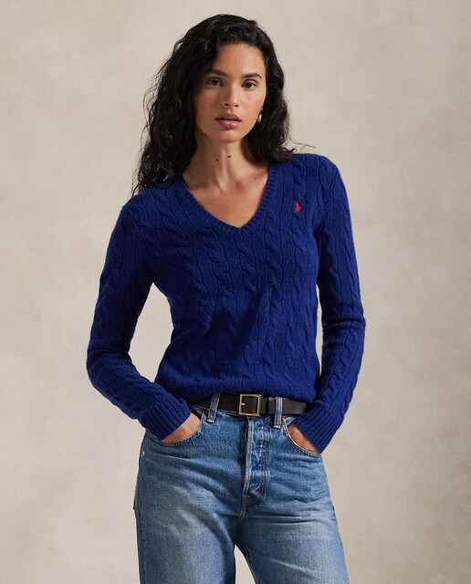 Jersey de mujer de cachemira y lana en punto de ochos