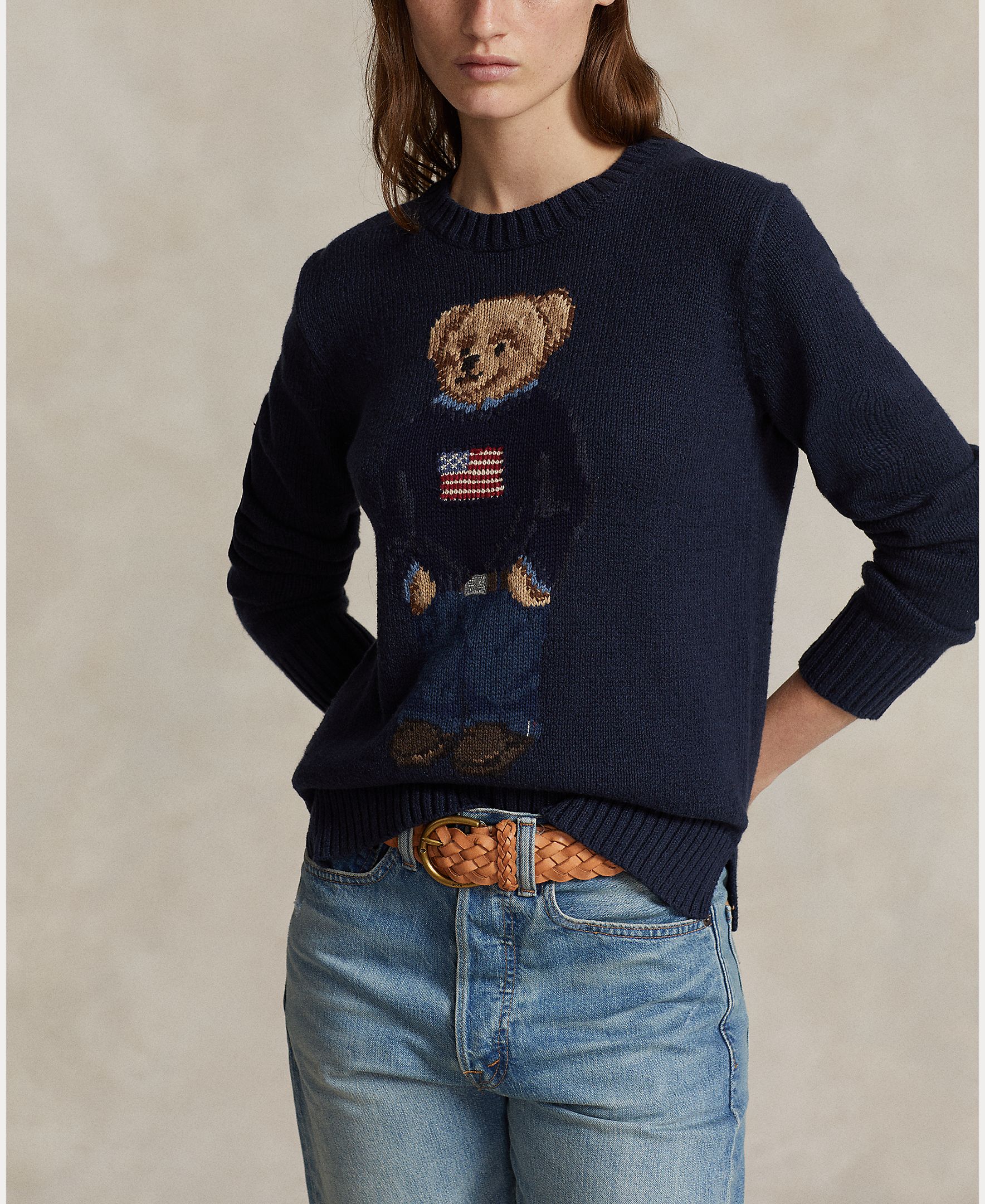 Camisola de Malha de Manga Comprida com Polo Bear Azul-marinho-4