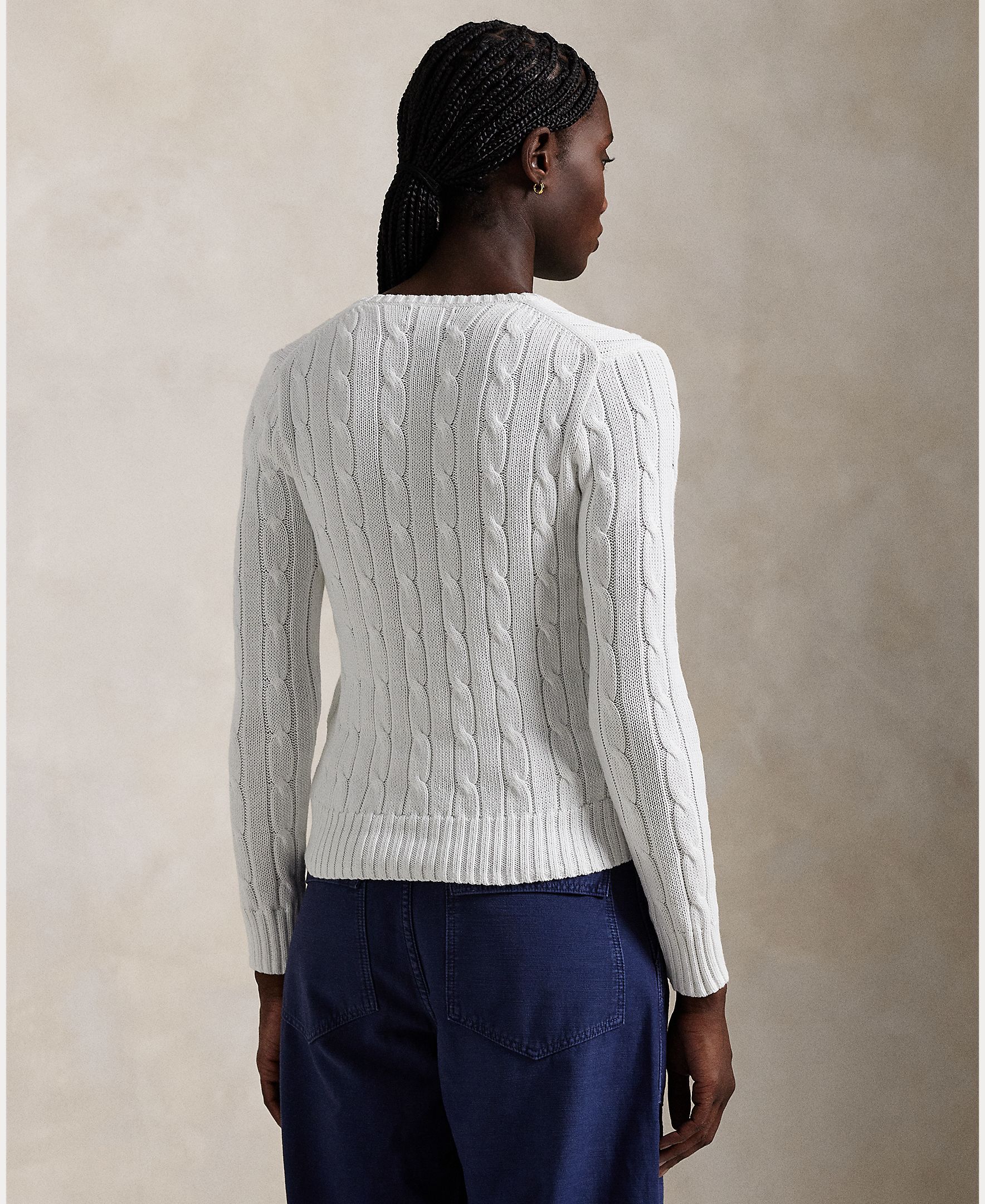 Jersey de mujer de algodón en punto de ochos - Polo Ralph Lauren - Blanco Blanco-2