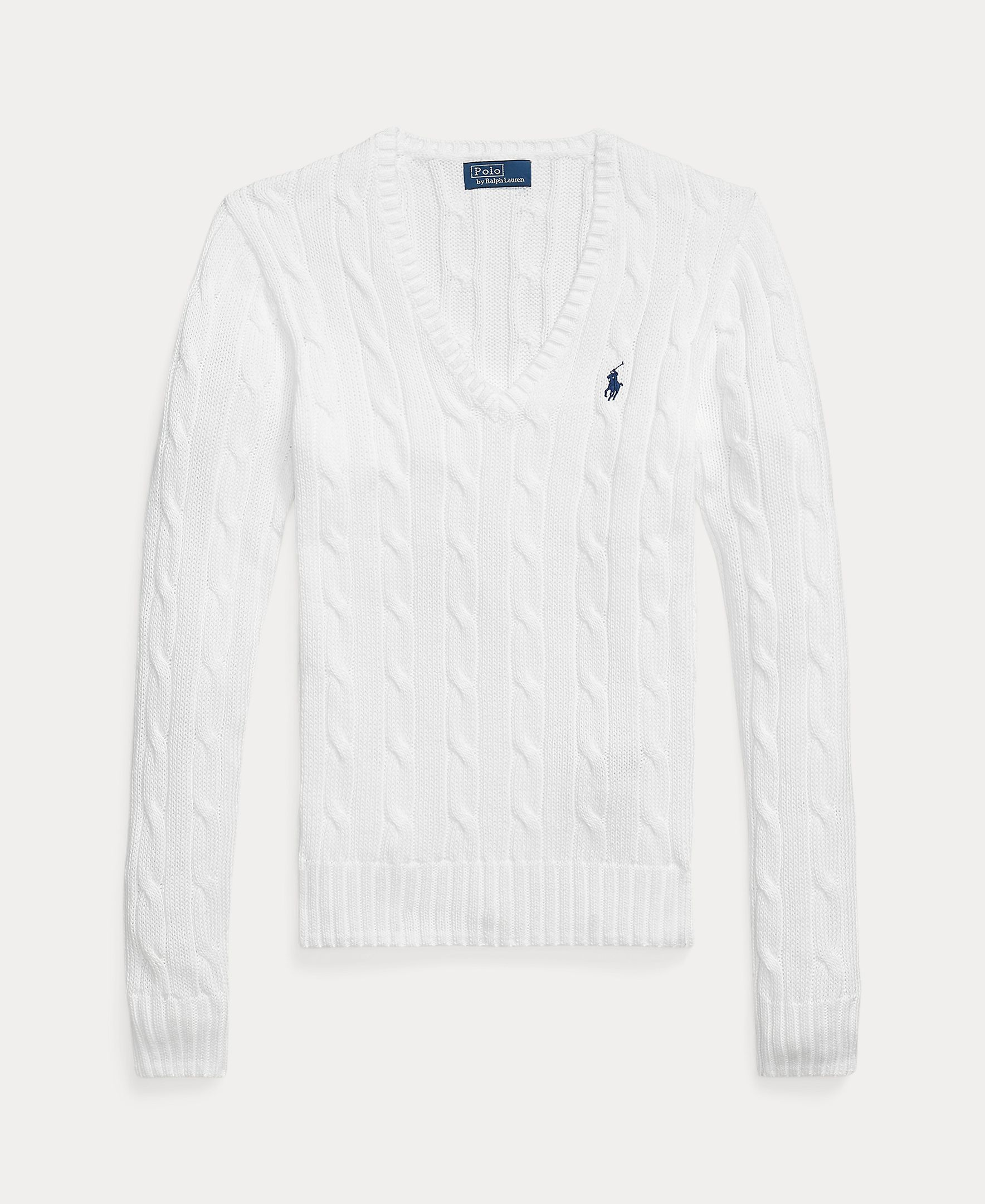 Jersey de mujer de algodón en punto de ochos - Polo Ralph Lauren - Blanco Blanco-4