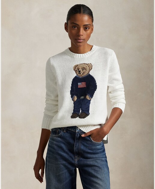 Imagem 0 de Camisola de Malha de Algodão e Linho com Polo Bear