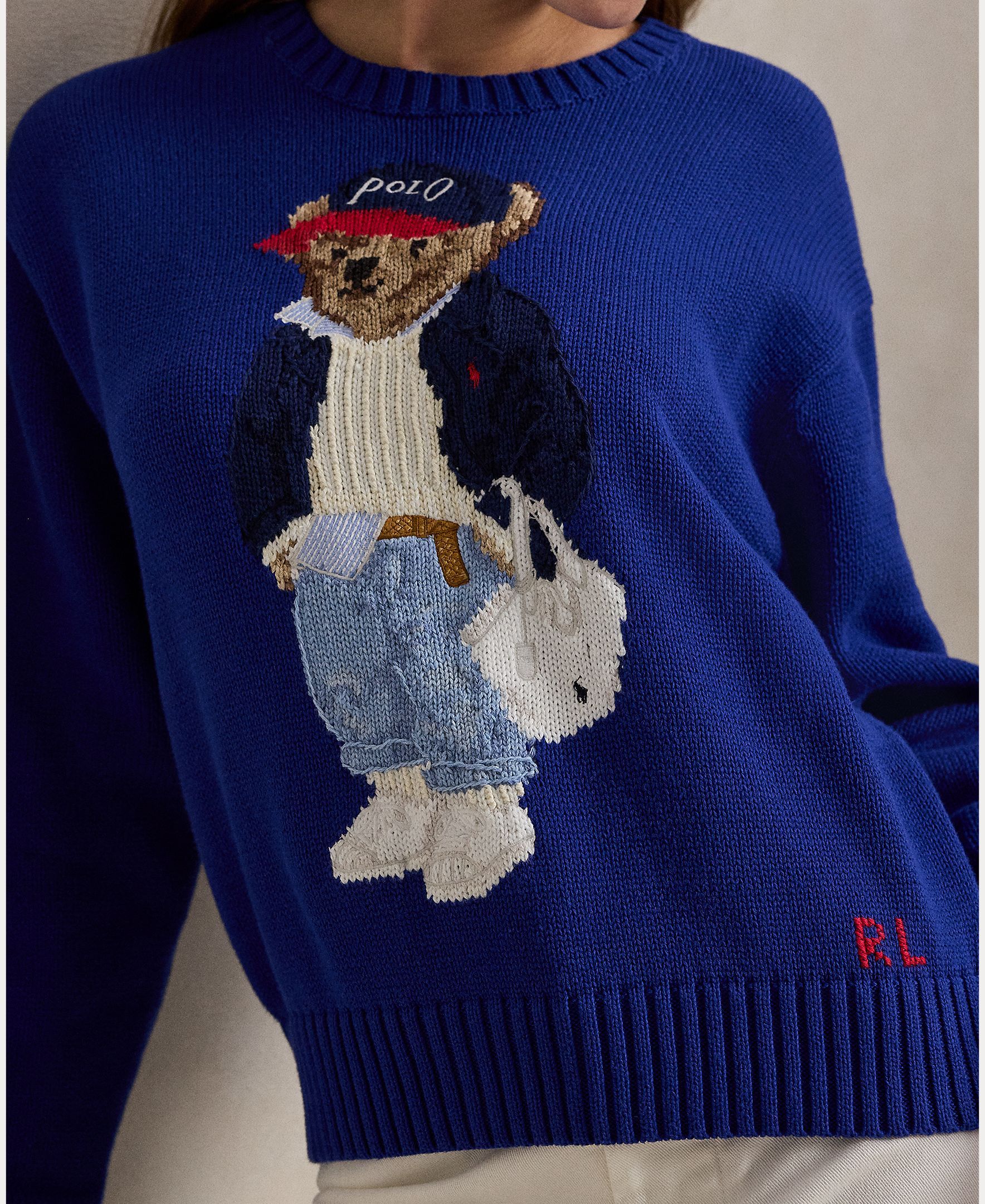 Camisola de Malha de Algodão com Polo Bear Azul-marinho-2