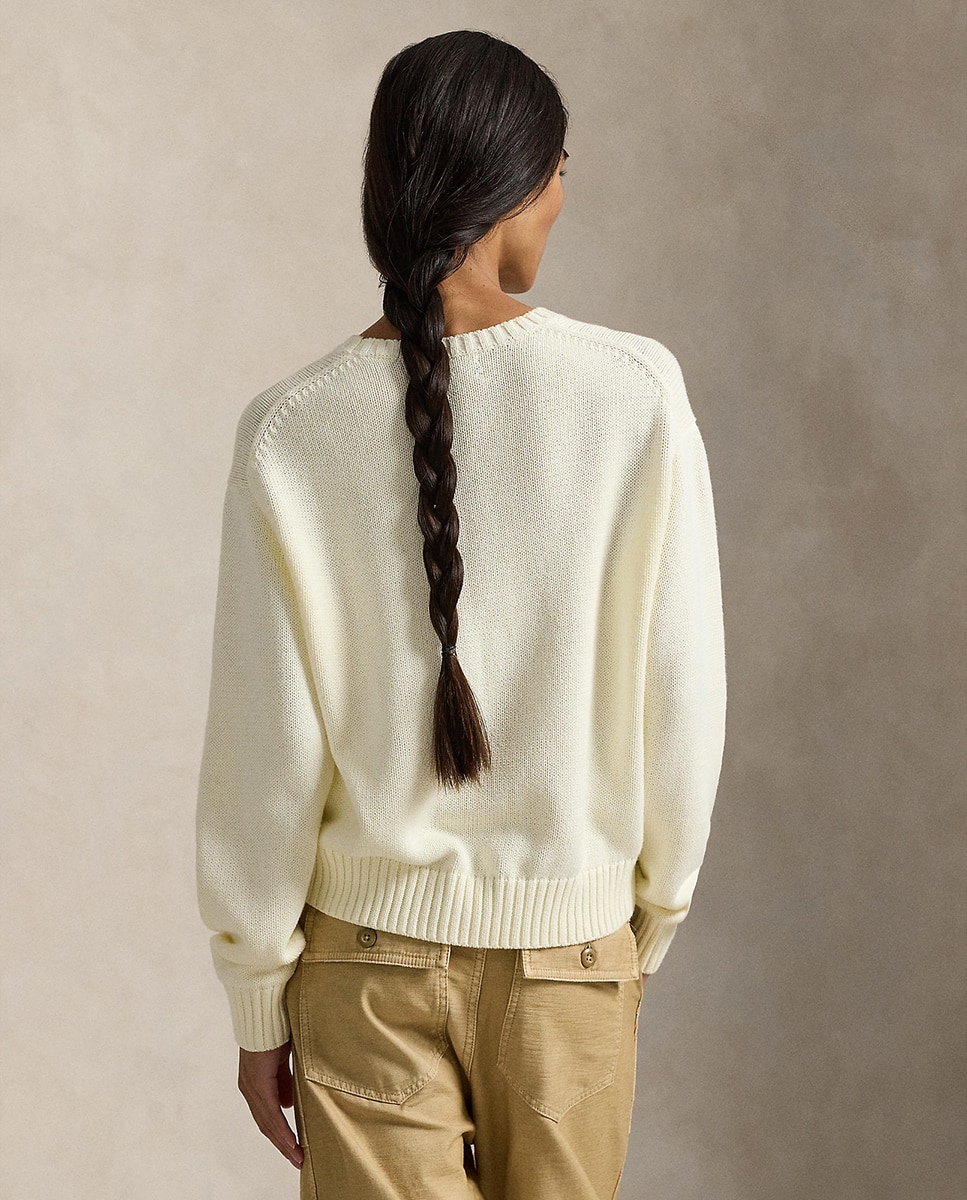 Camisola de Malha de Algodão com Polo Bear Cru-3
