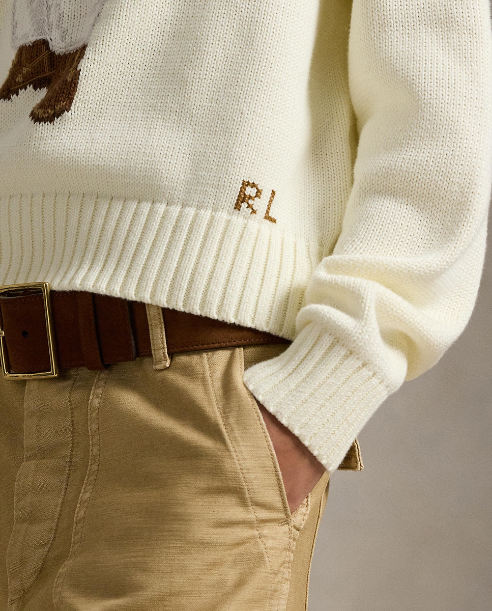 Camisola de Malha de Algodão com Polo Bear Cru-4