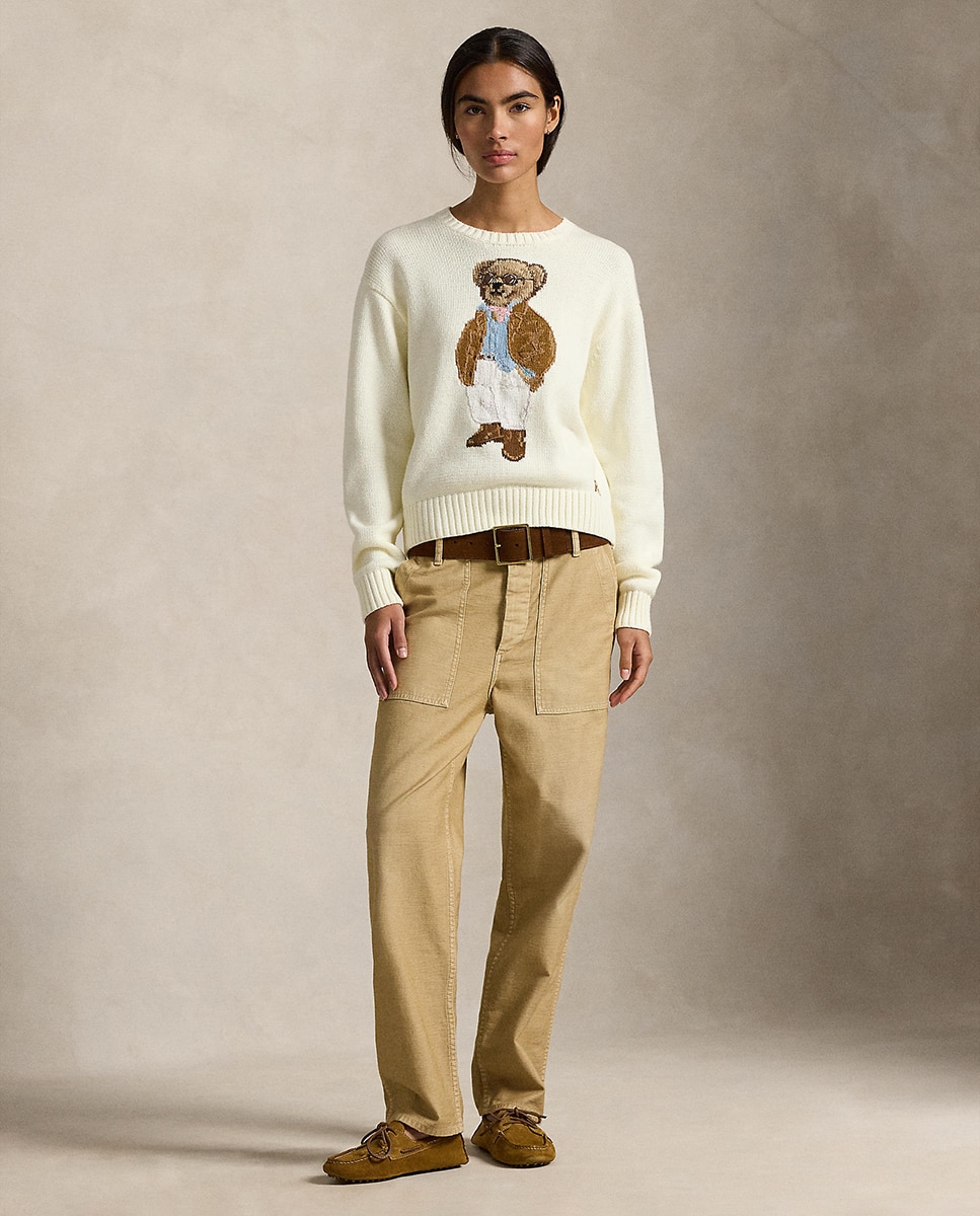 Camisola de Malha de Algodão com Polo Bear Cru-6