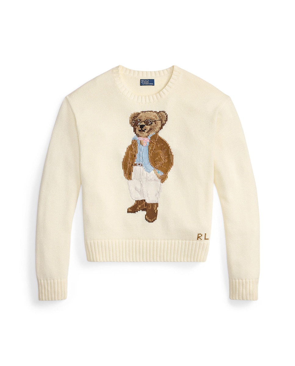 Camisola de Malha de Algodão com Polo Bear Cru-5