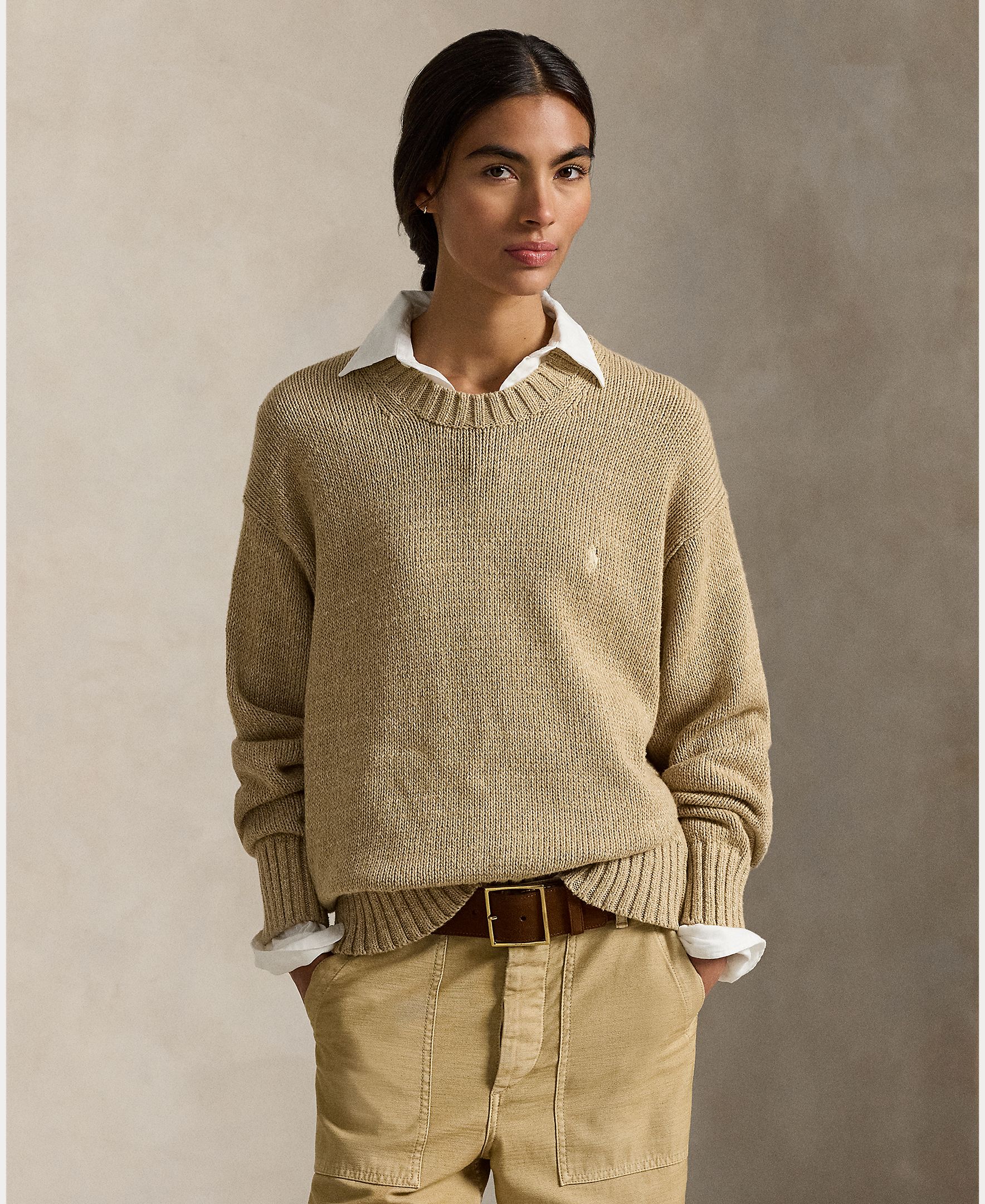 Polo Ralph Lauren - Jersey de mujer de algodón con cuello redondo.
