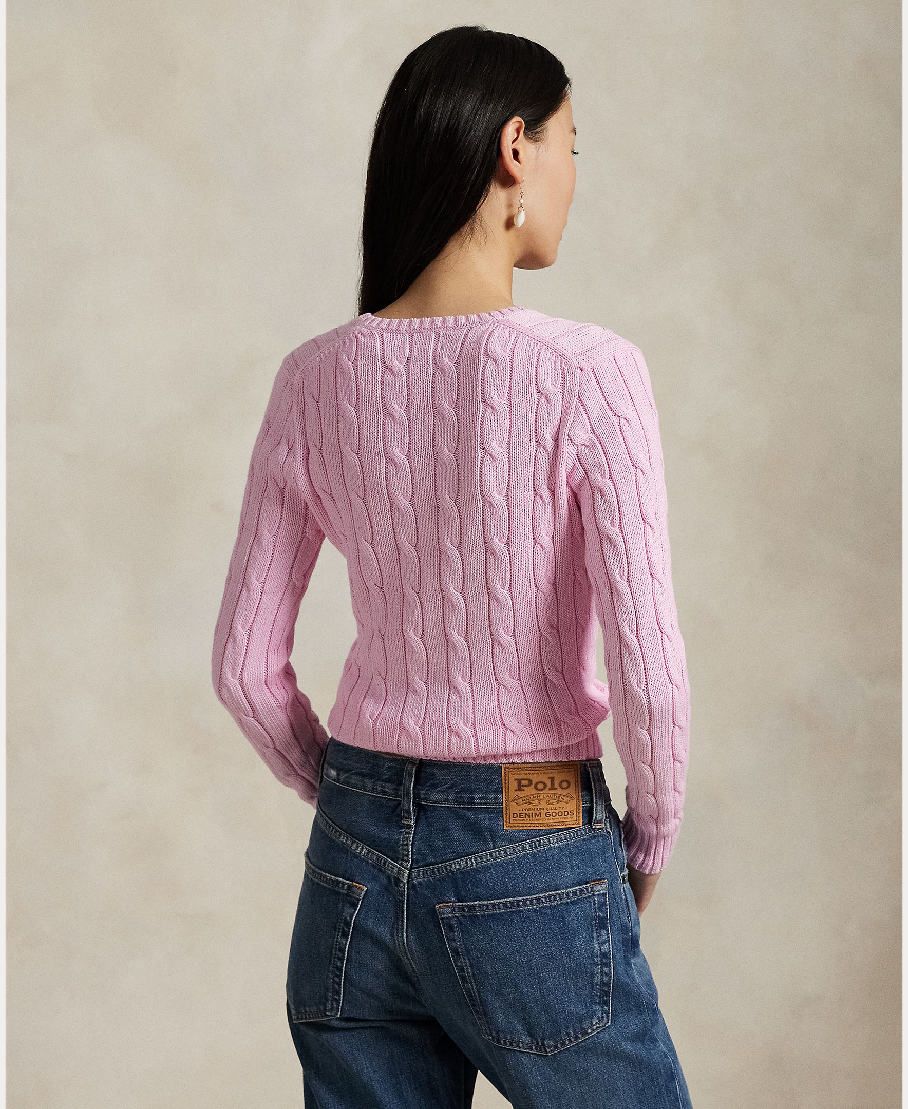 Jersey de mujer de algodón en punto de ochos - Polo Ralph Lauren - Porcelana Rosa claro-2