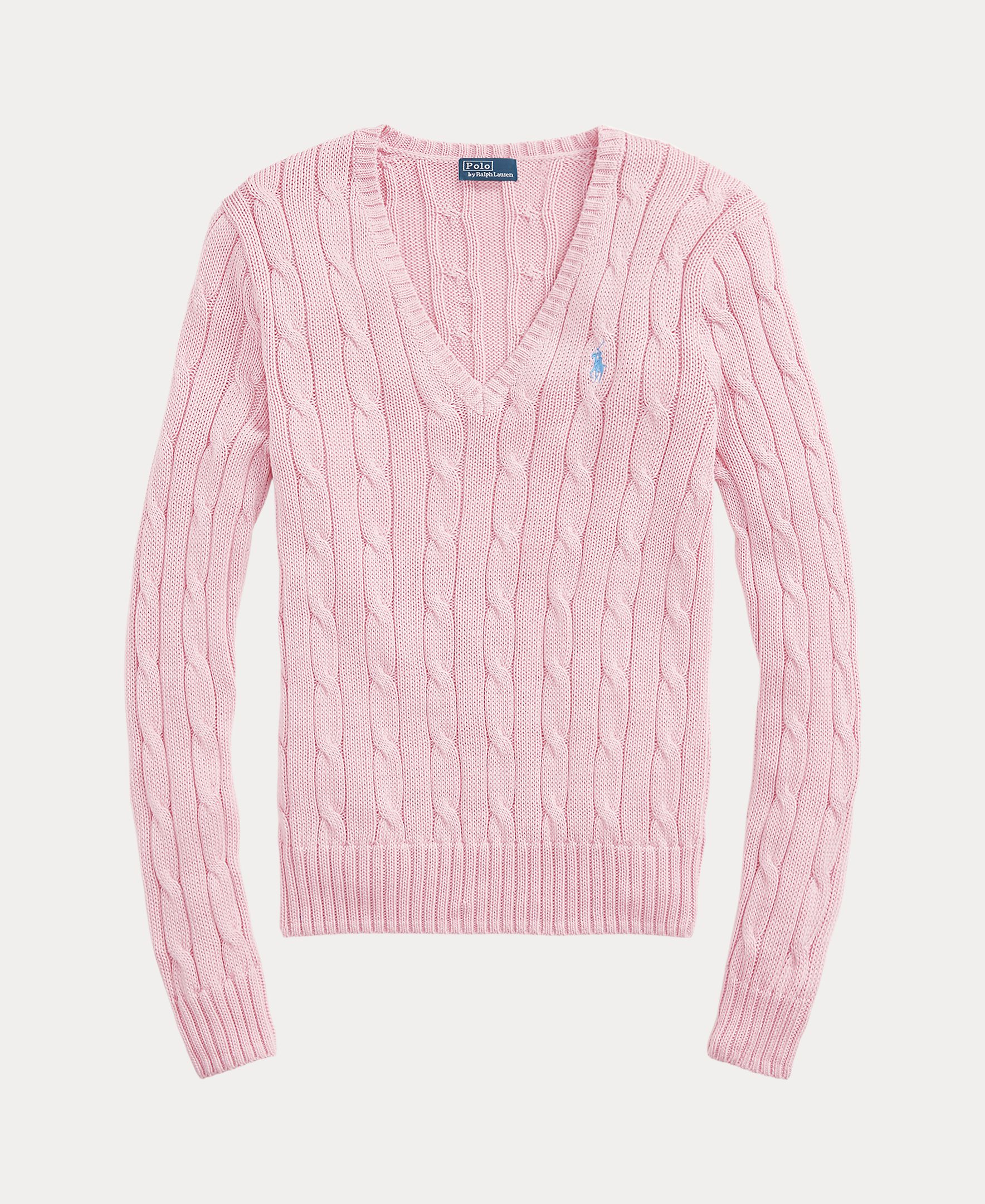 Jersey de mujer de algodón en punto de ochos - Polo Ralph Lauren - Porcelana Rosa claro-4