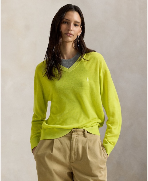 Imagem 0 de Camisola de malha de lã com decote em bico