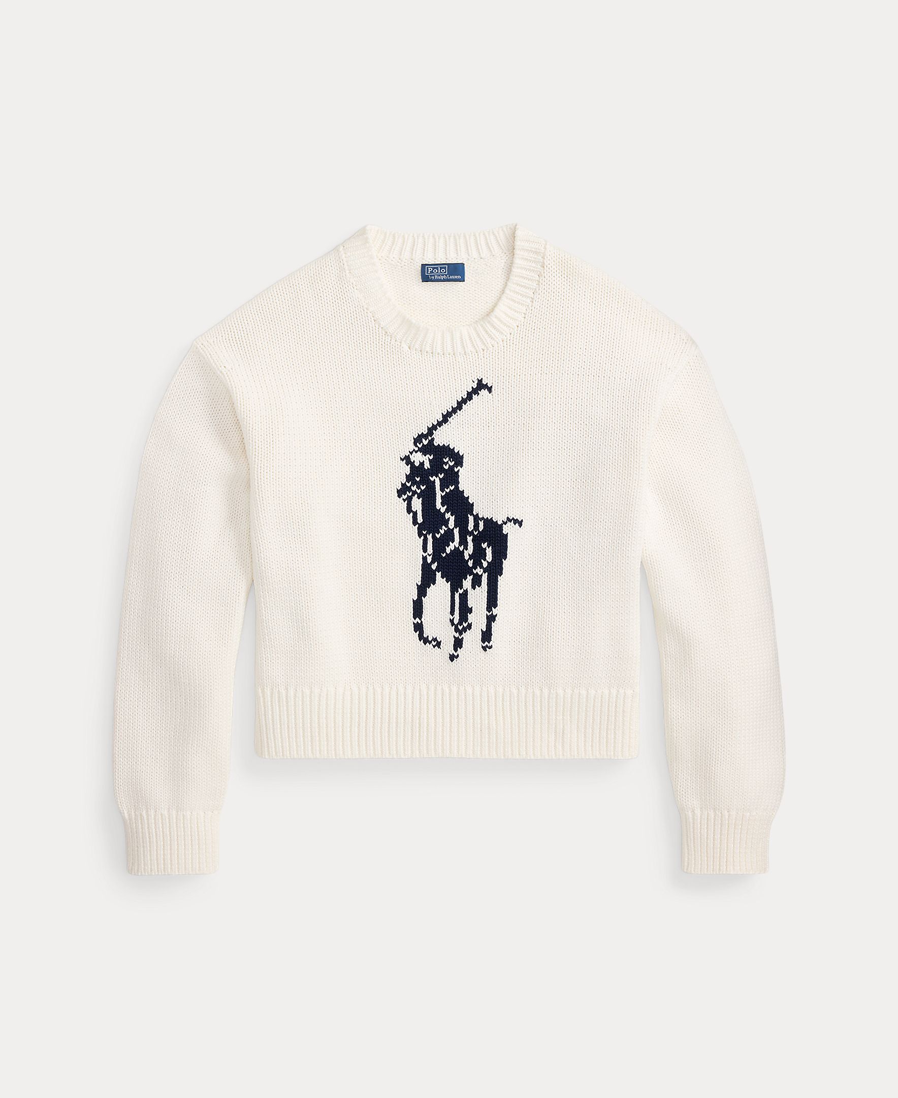 Camisola de Malha de Algodão com Big Pony Branco-4