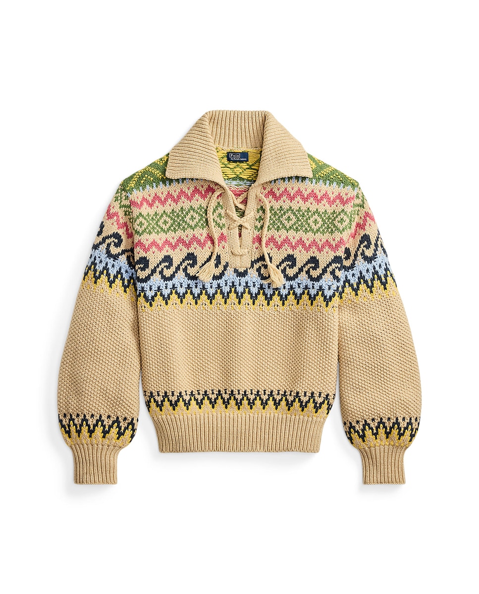 Camisola de Malha com Desenho Fair Isle com Laço Natural-7